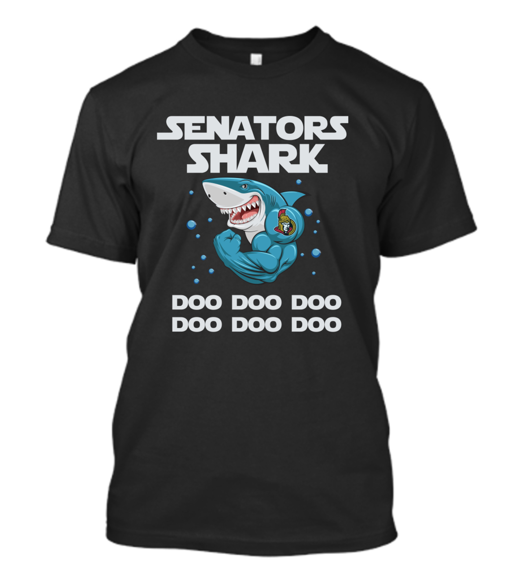 Senators Shark Doo Doo Doo Ottawa Senators Logo Bubbles T-Shirt