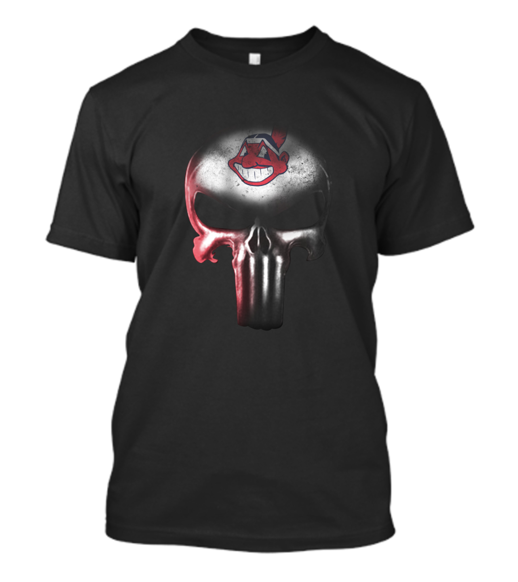 Cleveland Indians Fans Punisher Skull Logo Iconic Mashup T-Shirt