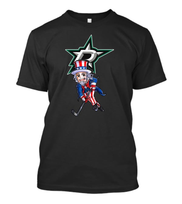 Uncle Sam On Ice With Dallas Stars For 4Th Of July Hockey Fun T-Shirt