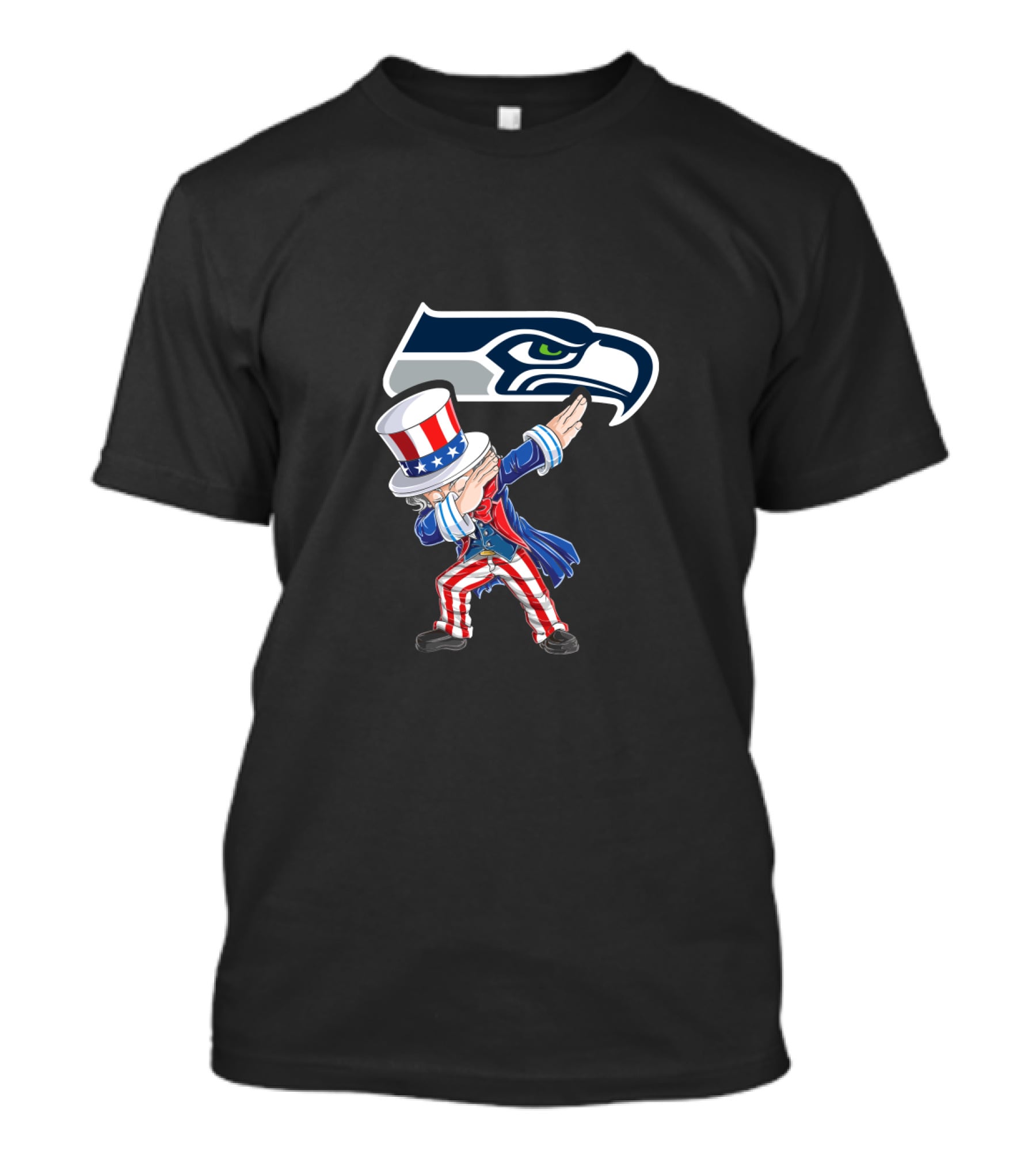 Uncle Sam Dabbing Seattle Seahawks 4Th Of July Celebration T-Shirt
