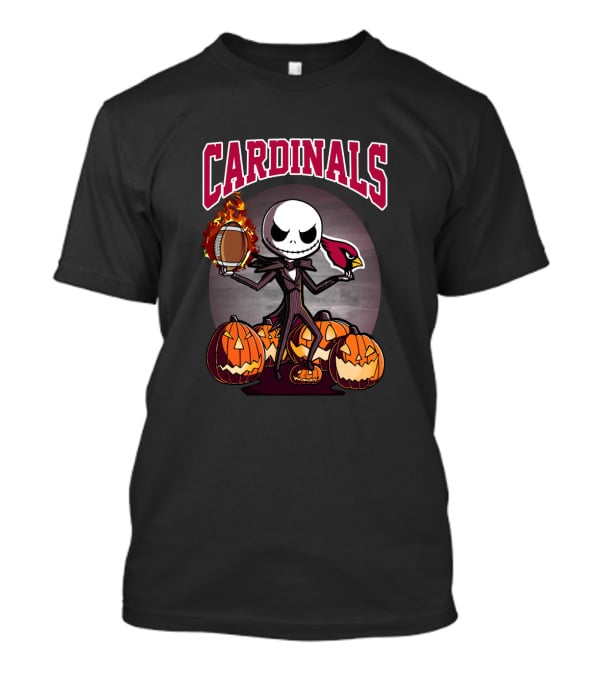 Jack Skellington Cardinals Halloween Arizona Pumpkin Football T-Shirt