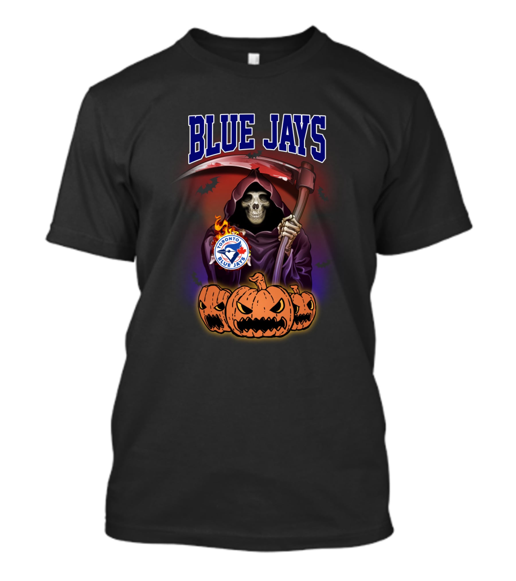 Toronto Blue Jays Reaper Halloween Theme With Grim Reaper And Pumpkins T-Shirt
