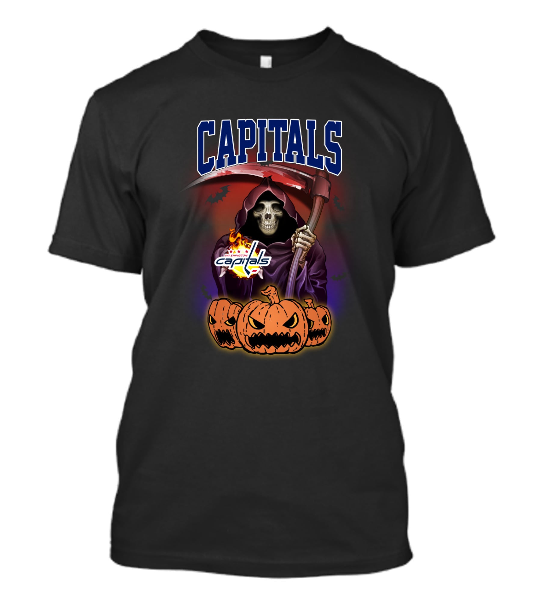 Capitals Reaper With Scythe And Pumpkin Trio Halloween T-Shirt