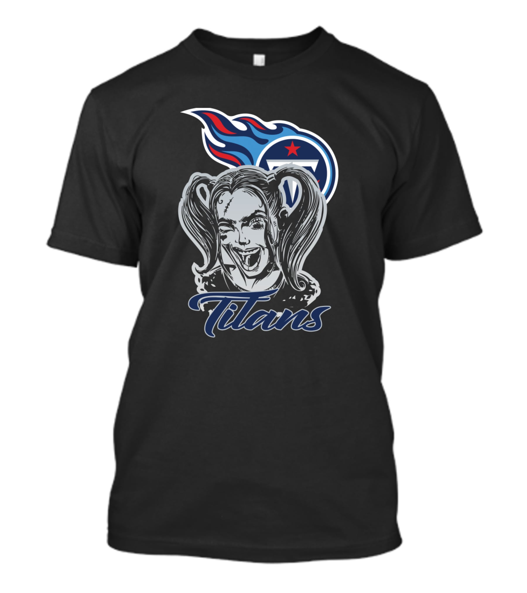 Harley Quinn Titans Fan Art With Tennessee Titans T-Shirt