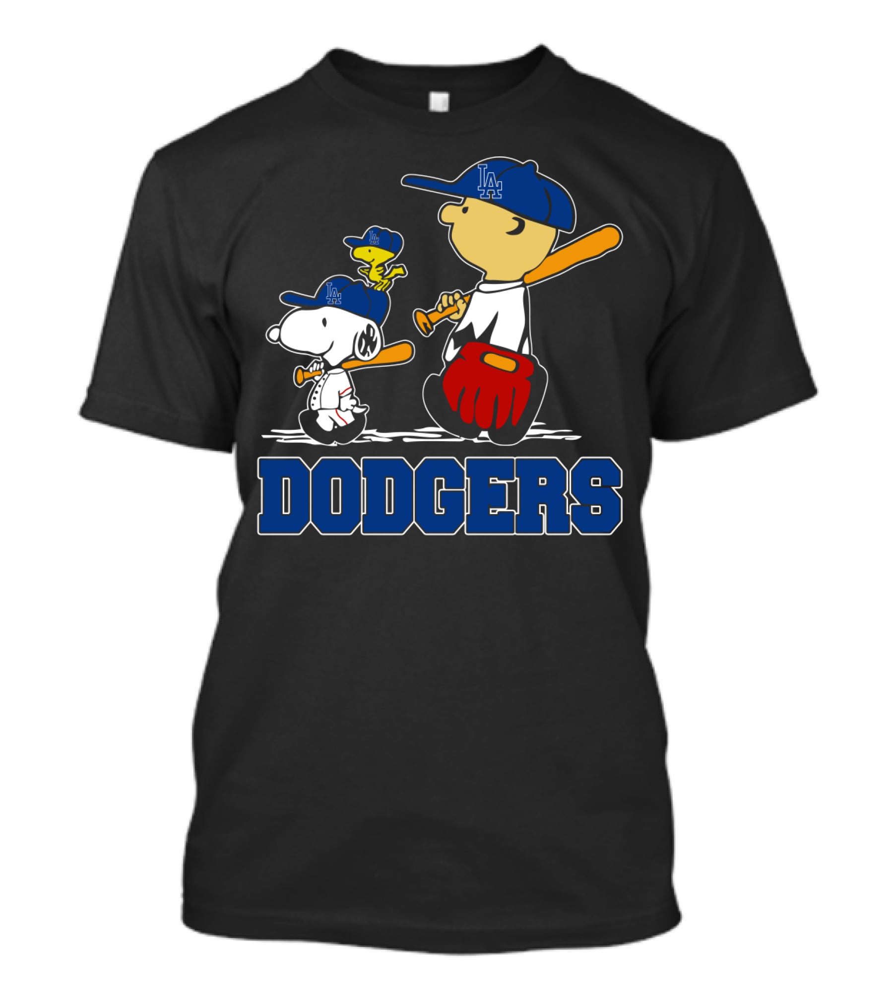 Snoopy Dodgers Fans La Baseball Peanuts Charlie Brown Woodstock T-Shirt