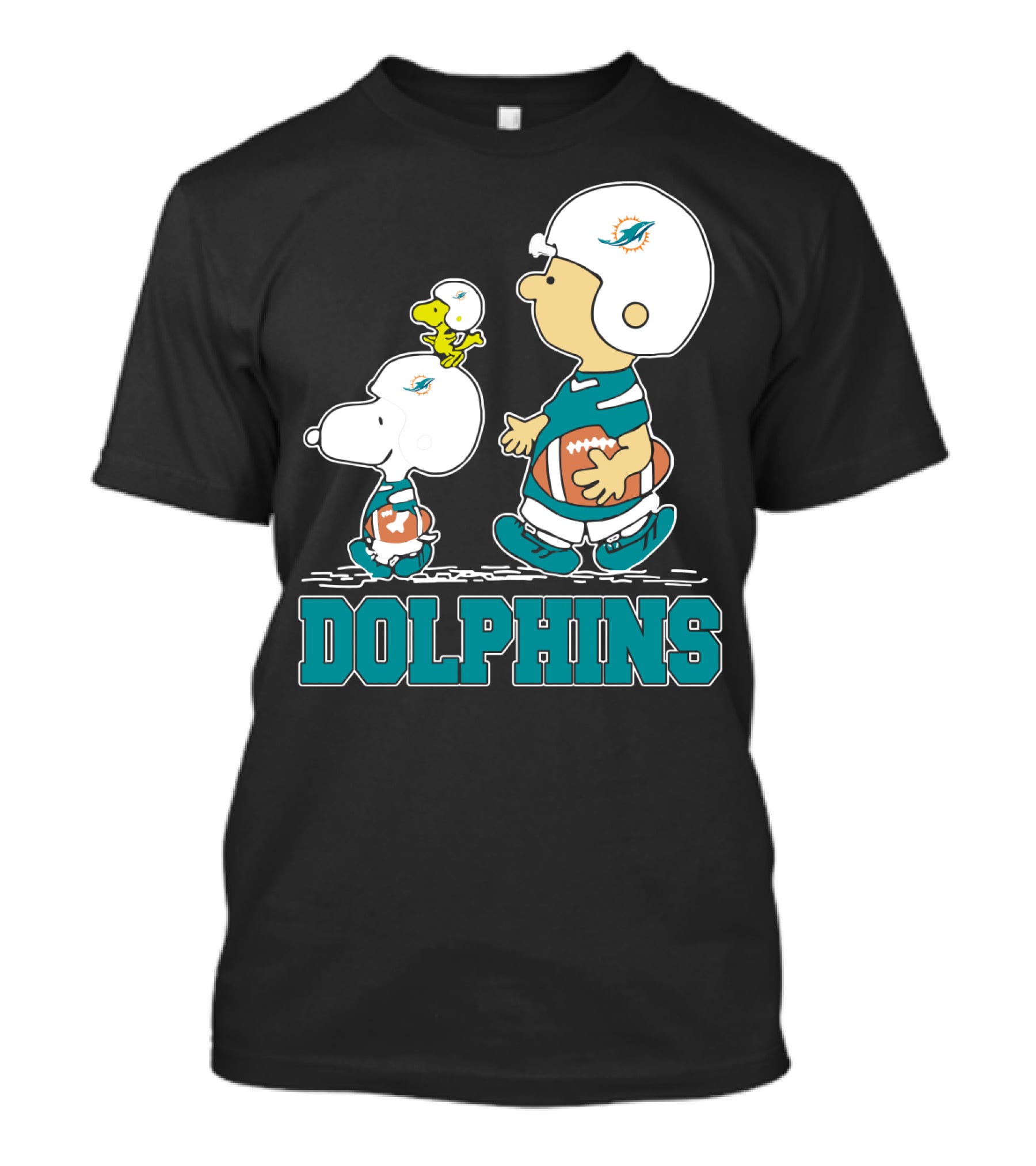 Snoopy Woodstock Charlie Brown Miami Dolphins Football Fans T-Shirt