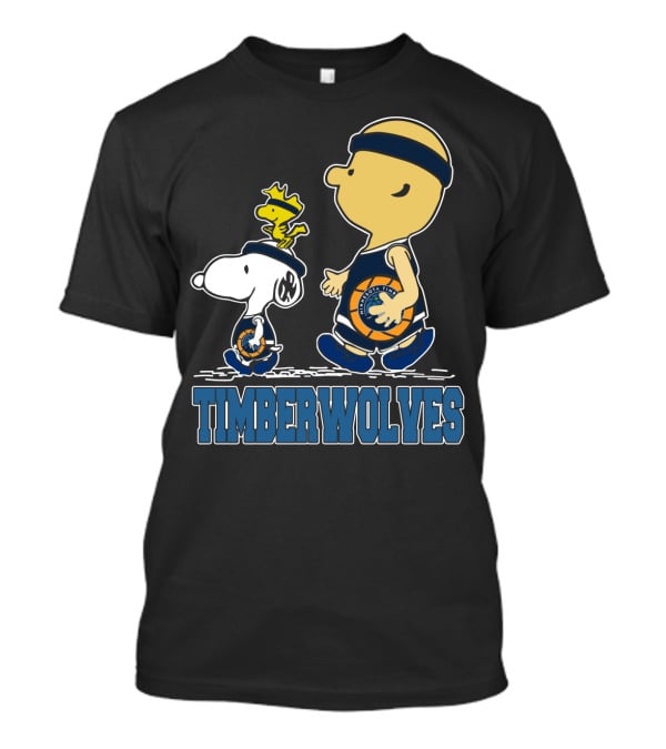 Snoopy Woodstock And Charlie Brown As Minnesota Timberwolves Fans T-Shirt