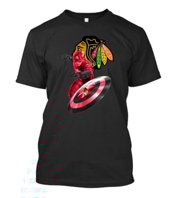 Captain America Chicago Blackhawks Crossover With Shield And Iconic T-Shirt