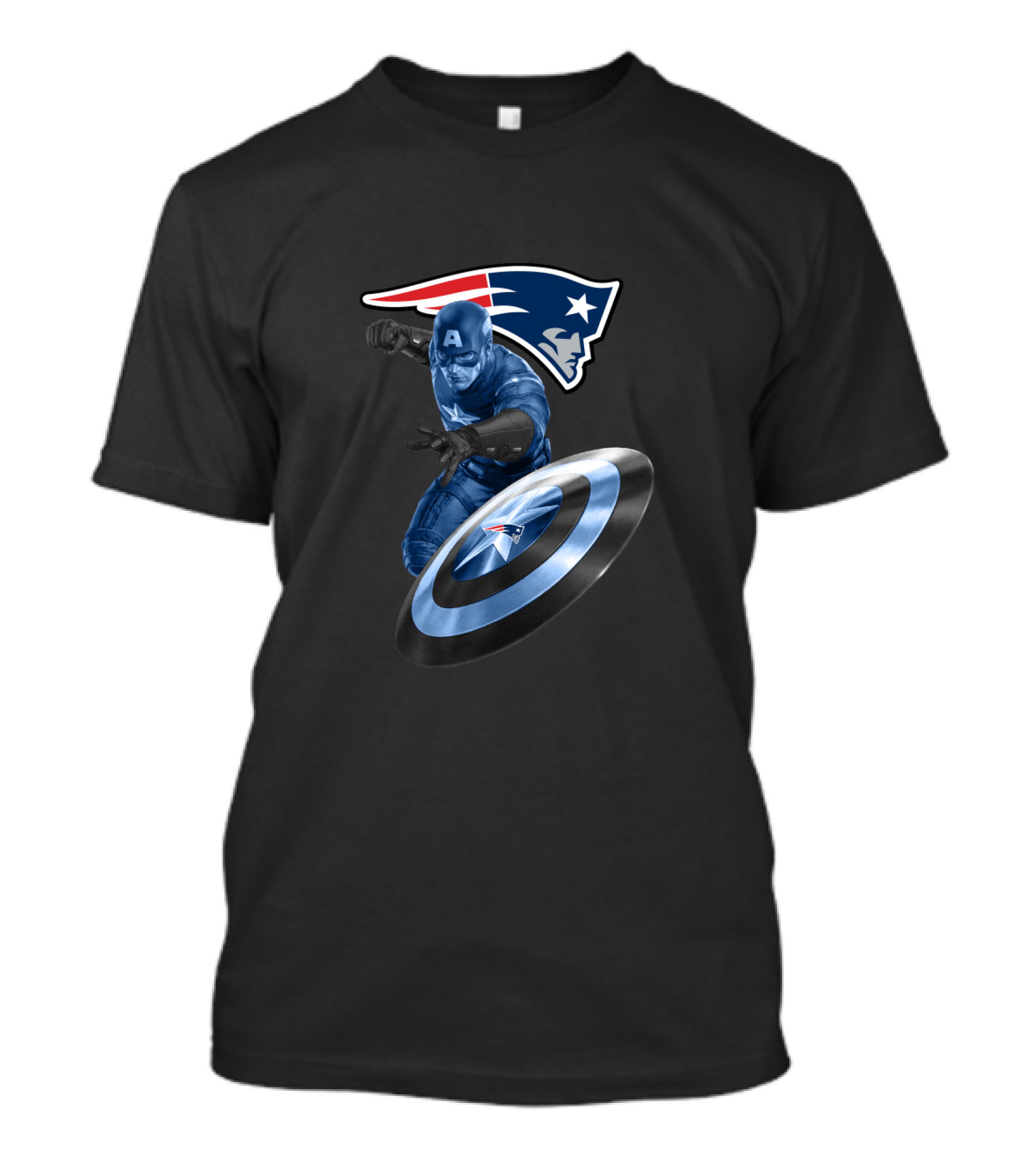 New England Patriots Captain America Crossover Shield T-Shirt