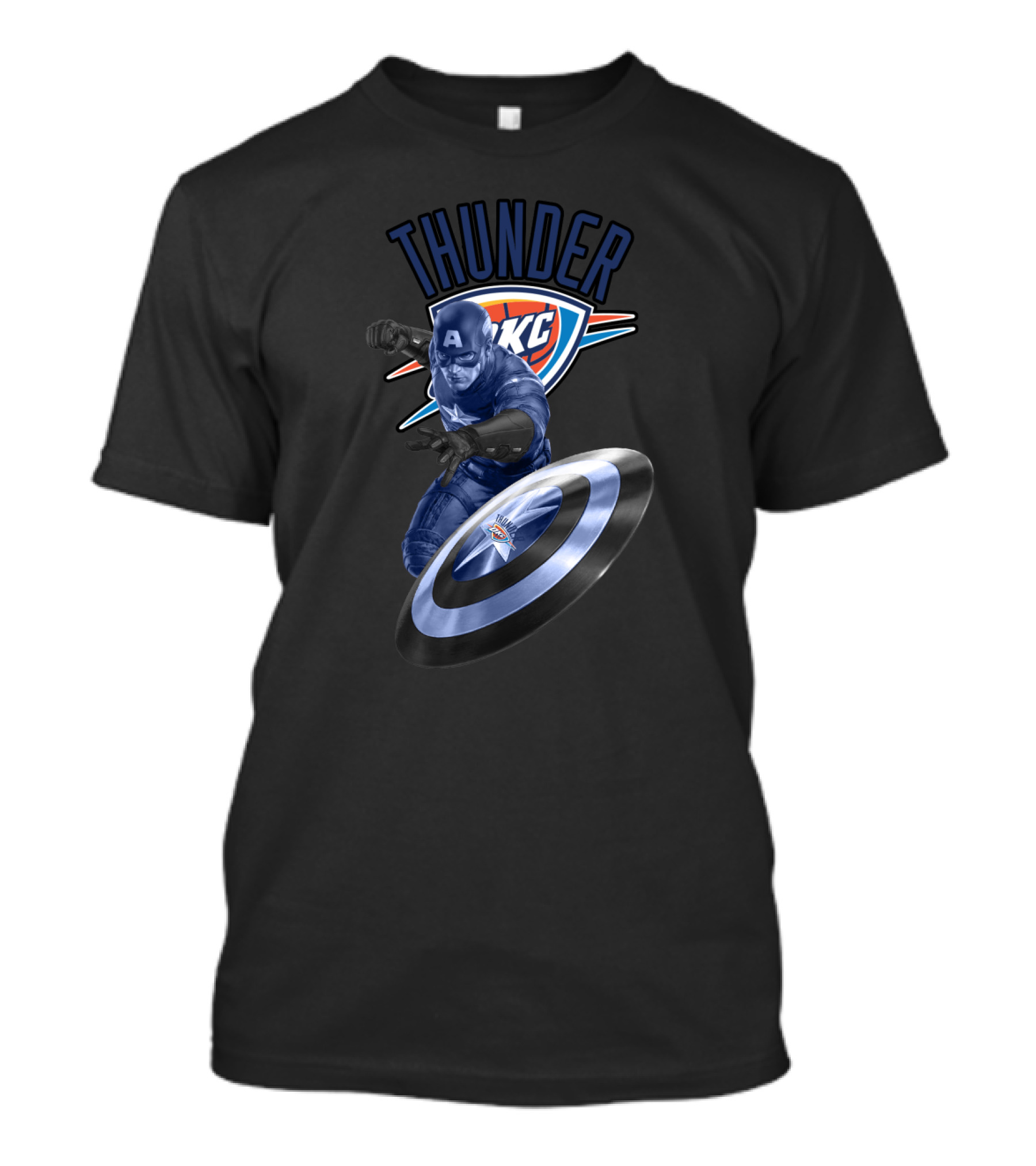 Thunder Okc Captain America Shield Crossover T-Shirt