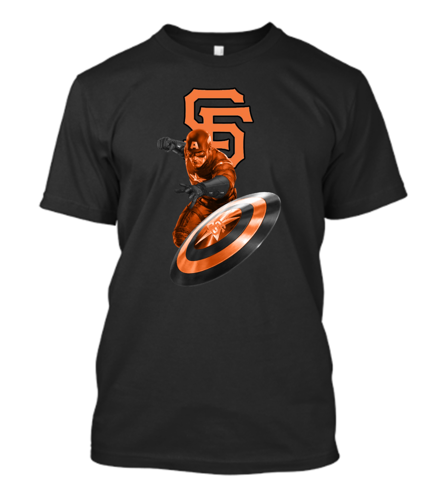 San Francisco Giants Captain America Crossover With Iconic SF And Shield T-Shirt