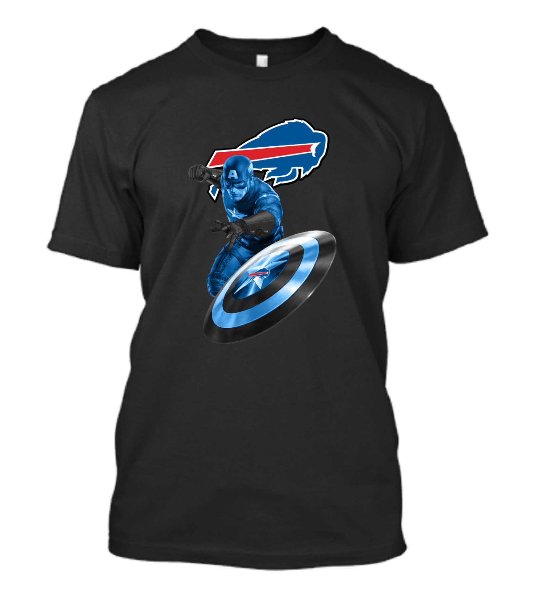 Buffalo Bills Captain America Fans Crossover With Shield T-Shirt
