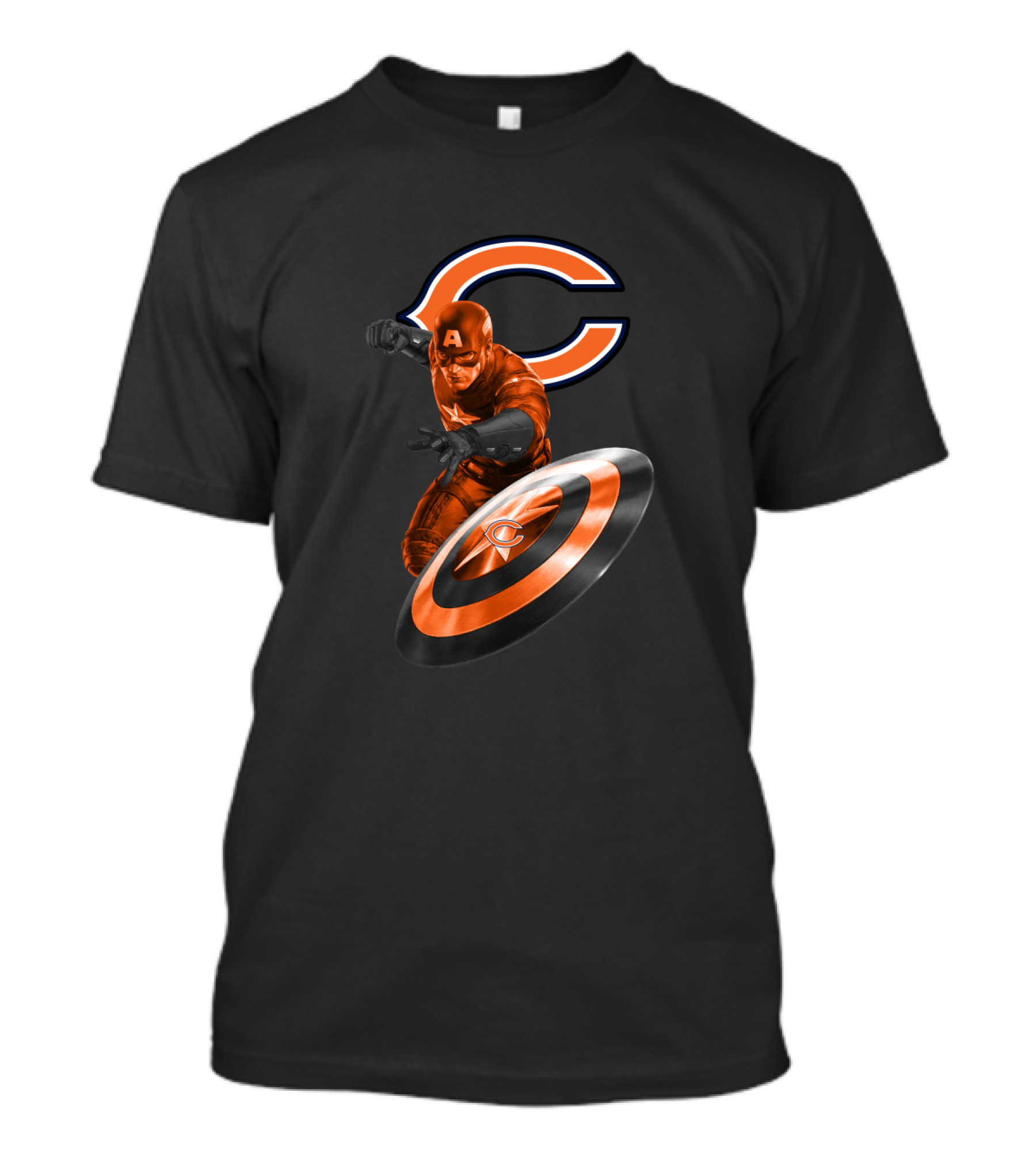 Chicago Bears Captain America Fans With Shield T-Shirt