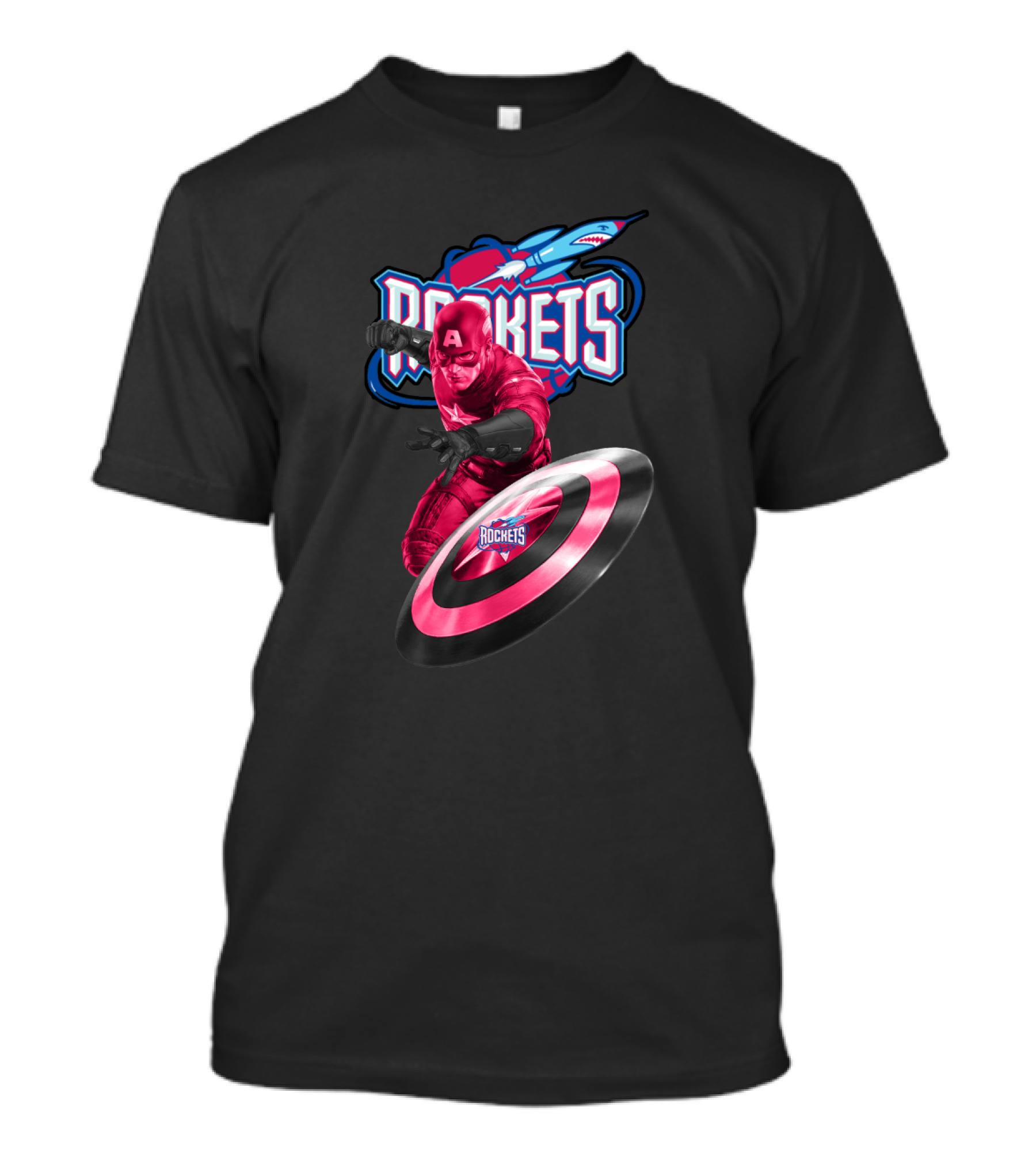 Houston Rockets Captain America Shield Crossover Fan T-Shirt