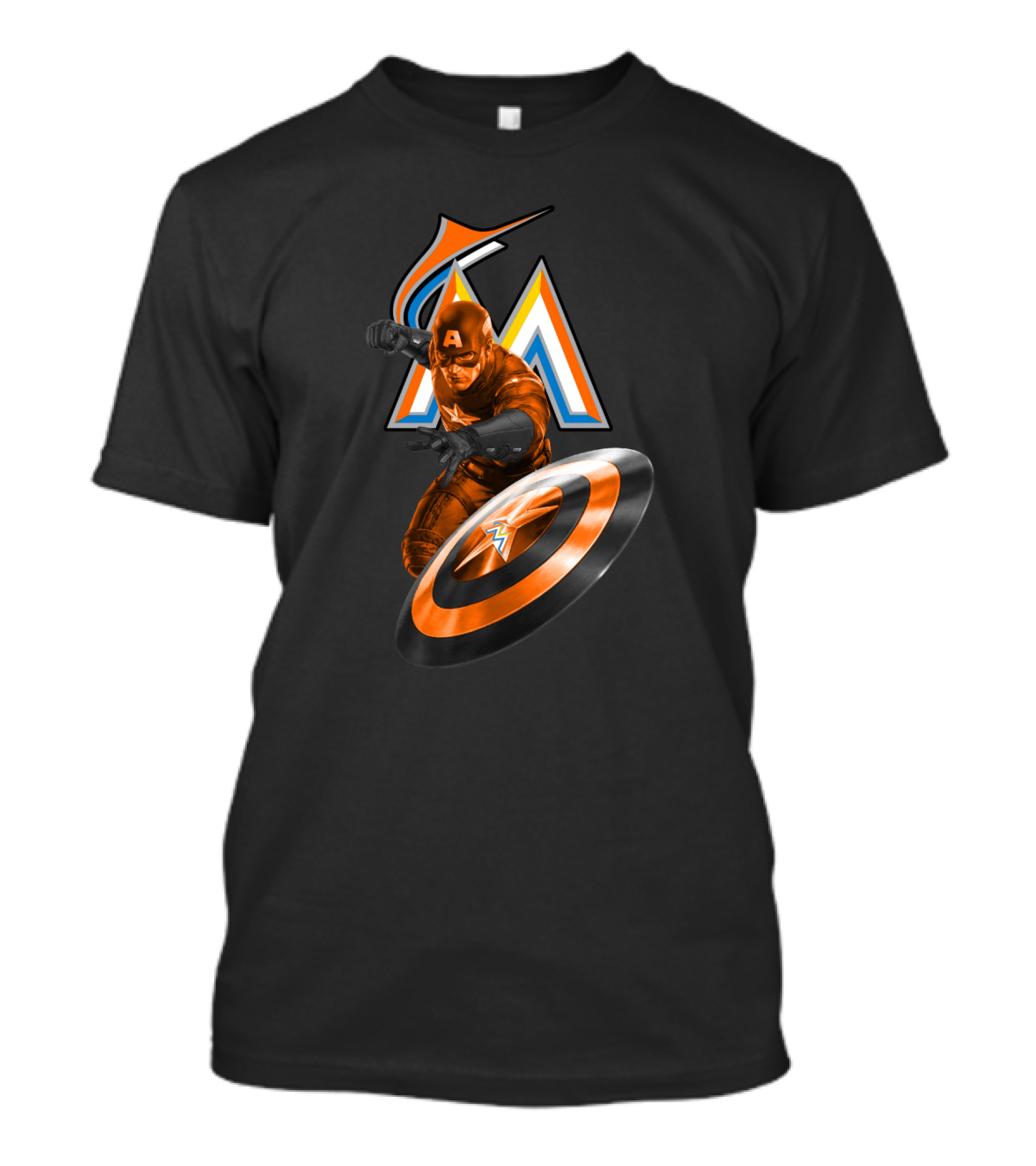Miami Marlins Captain America Mashup Fans Crossover T-Shirt