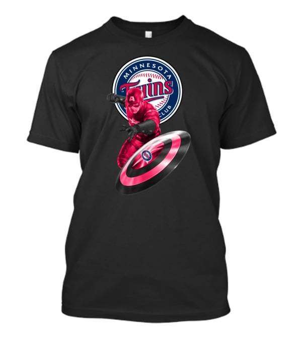 Minnesota Twins Baseball Club And Captain America Shield Fusion T-Shirt