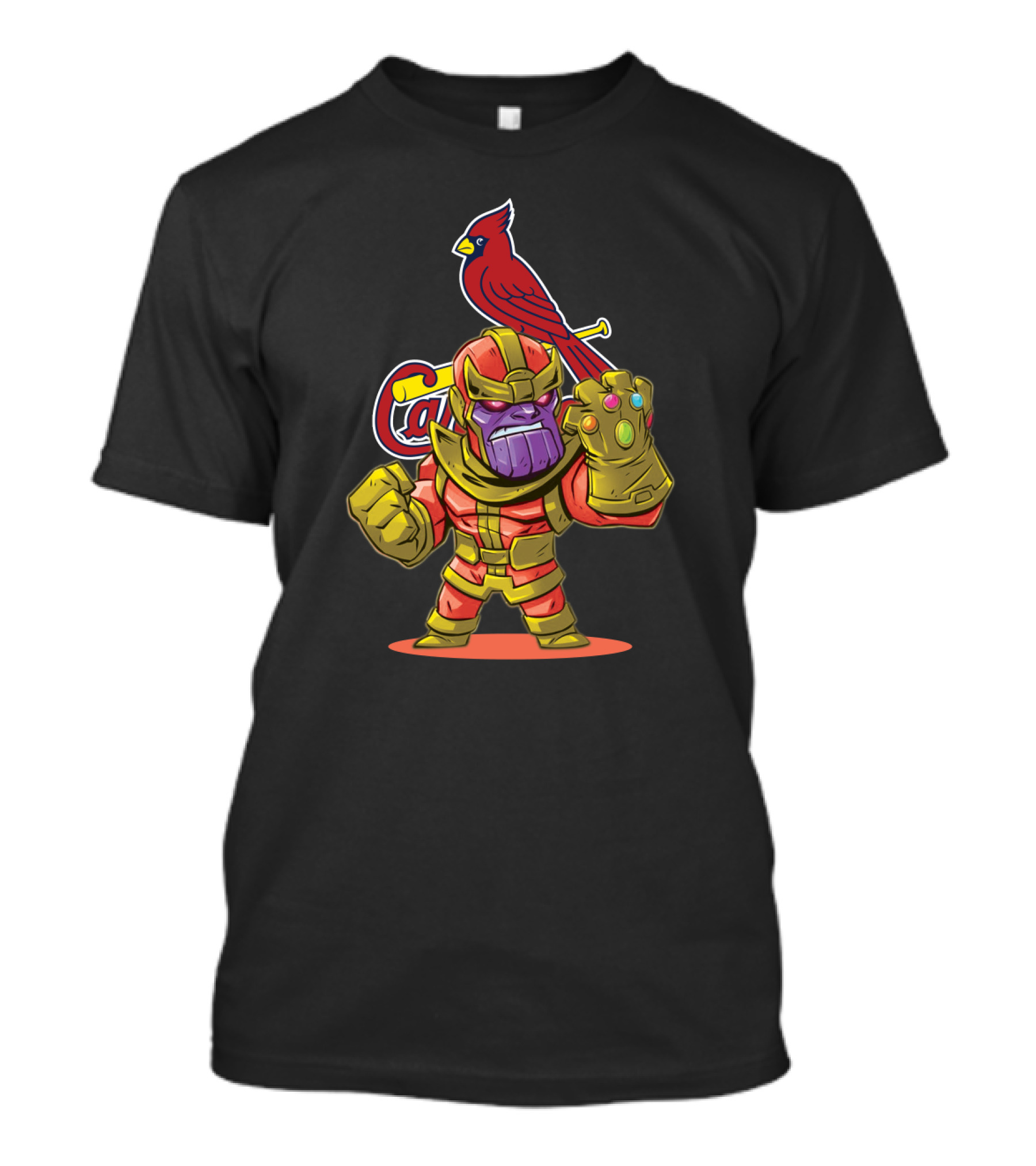 Thanos And St. Louis Cardinals Fans With Infinity Gauntlet And Redbird T-Shirt