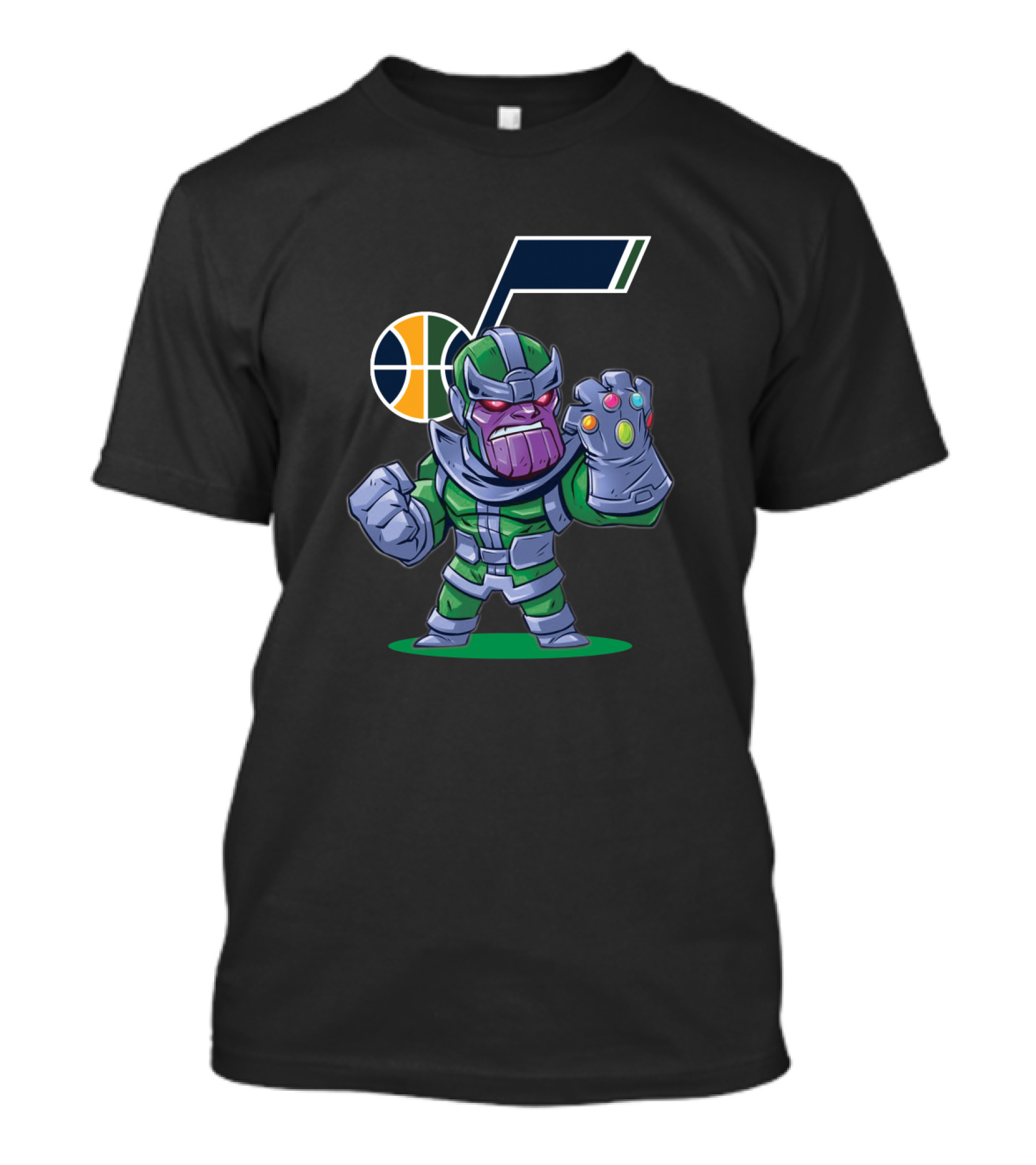 Chibi Thanos With Infinity Gauntlet In Utah Jazz Colors T-Shirt