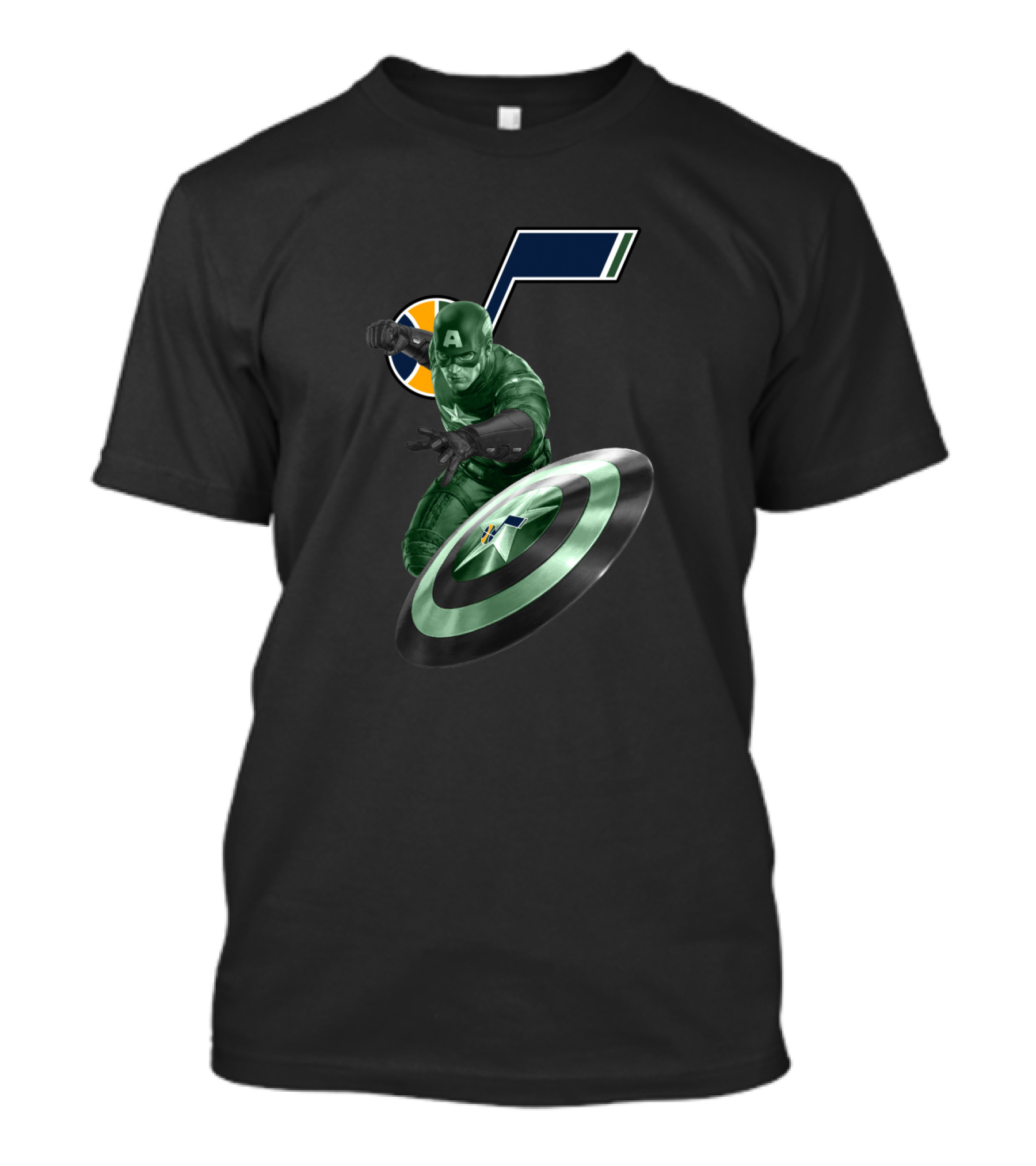 Utah Jazz Captain America Shield Crossover Fan T-Shirt