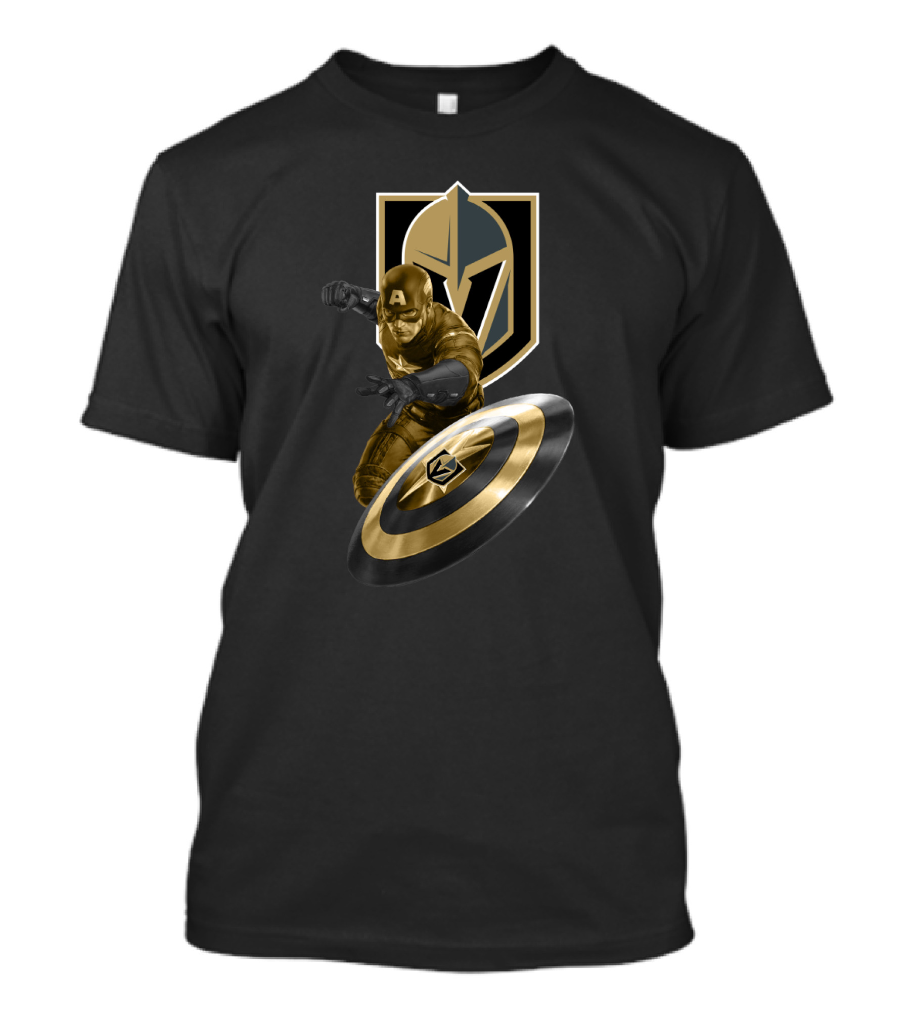 Vegas Golden Knights Captain America Crossover Featuring Iconic Shield T-Shirt