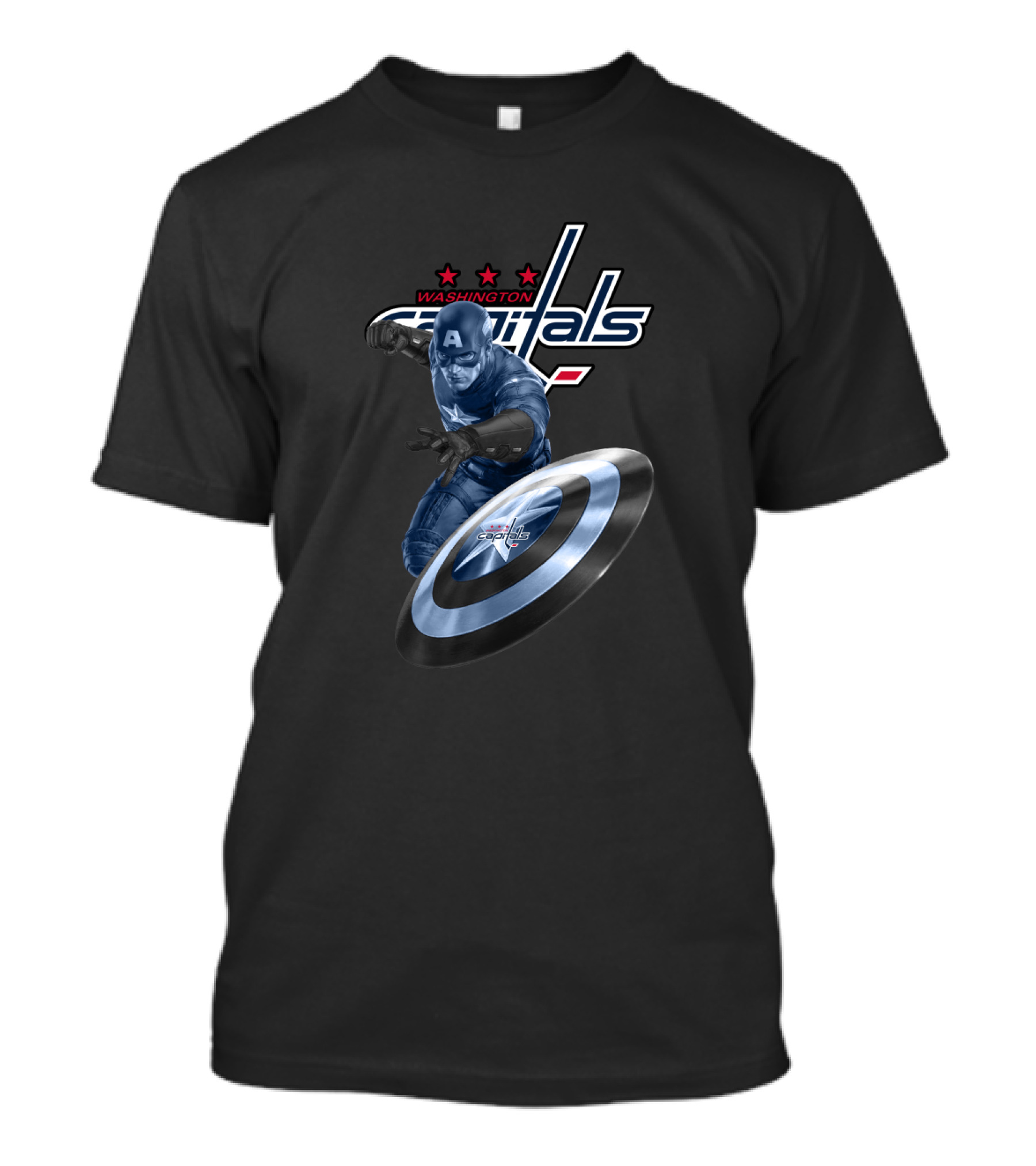 Washington Capitals And Captain America Shield Logo Crossover T-Shirt