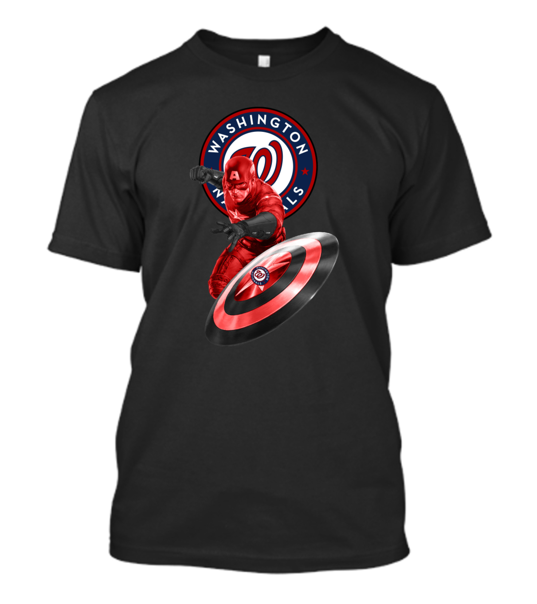 Washington Nationals Captain America Collaboration Featuring Iconic Shield T-Shirt