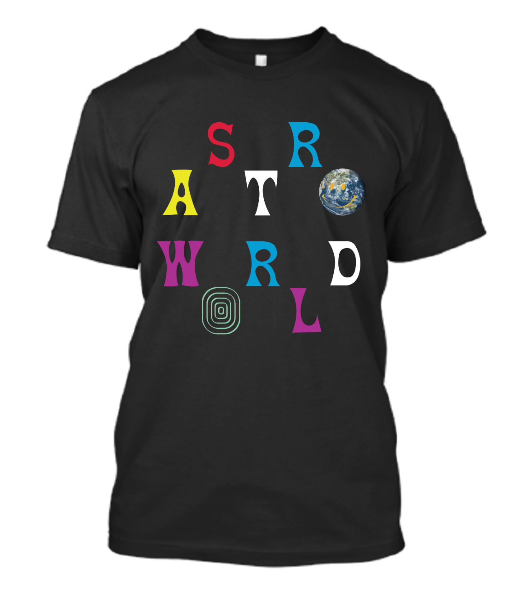 Astroworld Travis Scott Smiley Earth Colorful Letters T-Shirt