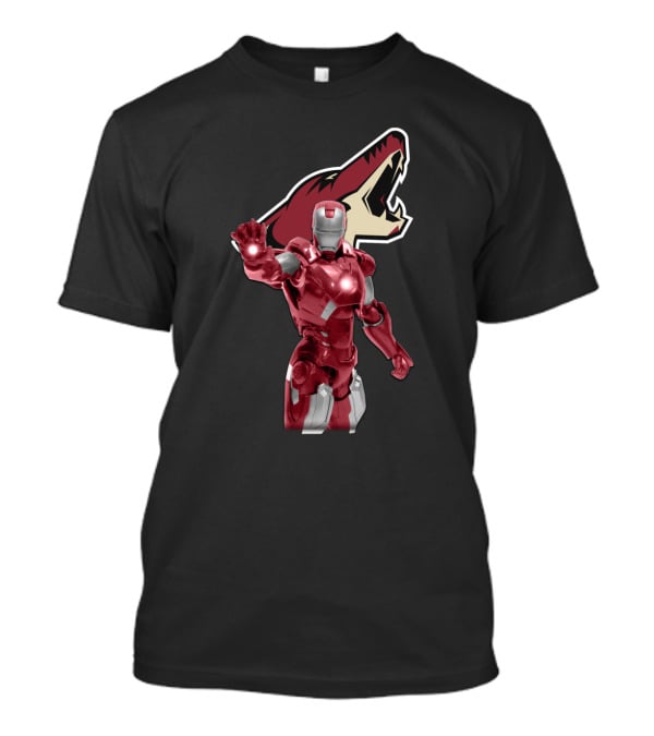 Iron Man And Arizona Coyotes Logo Crossover T-Shirt
