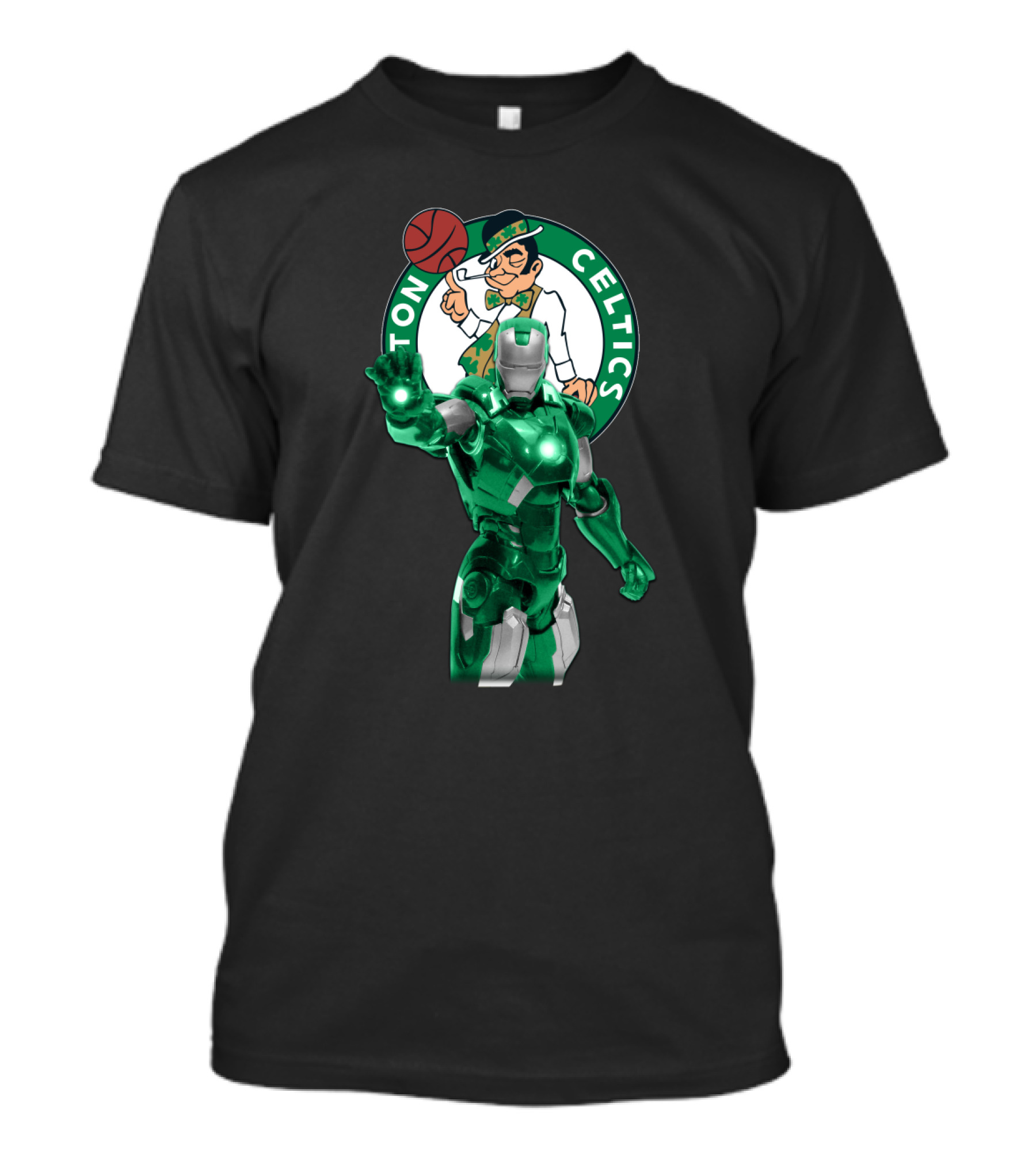 Iron Man Celtics Fans Basketball Fusion T-Shirt