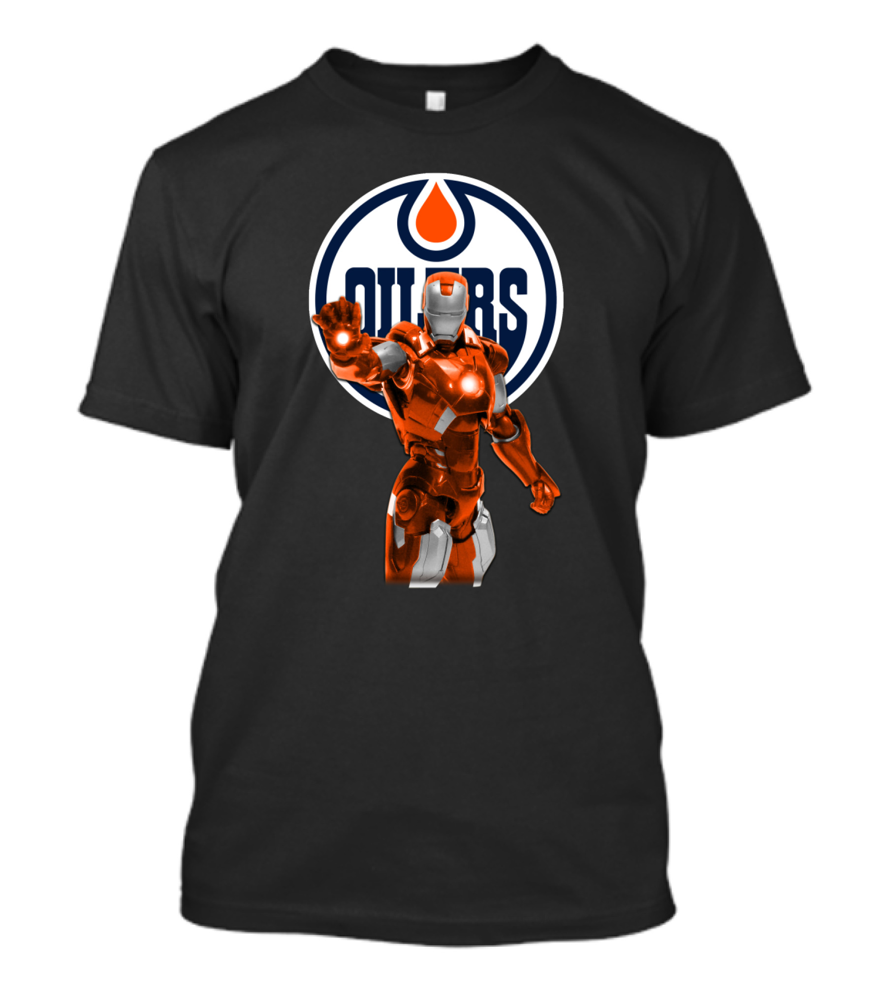 Iron Man Marvel Crossover With Edmonton Oilers T-Shirt