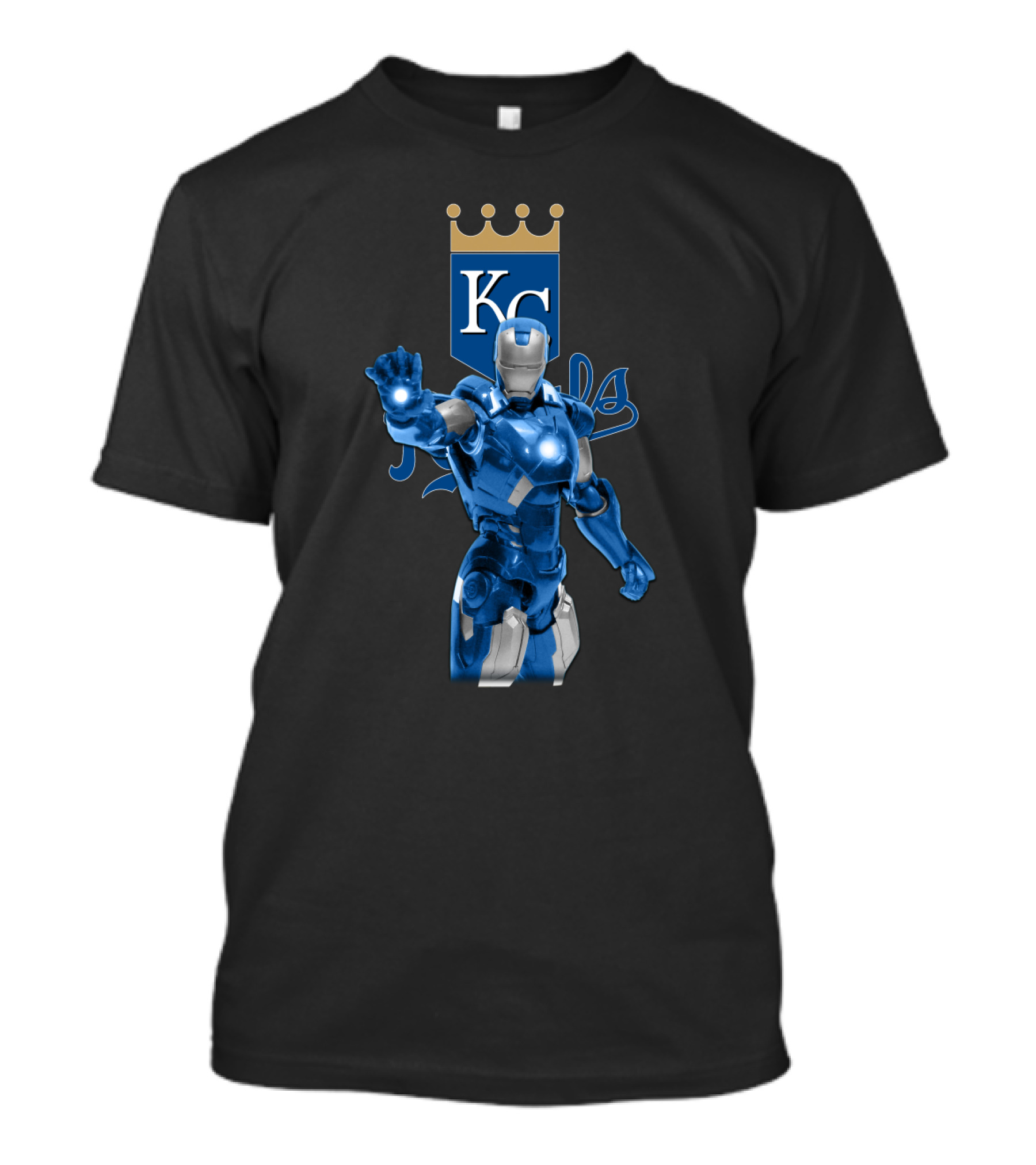 Kansas City Royals Blue Iron Man Marvel Crossover Collection T-Shirt