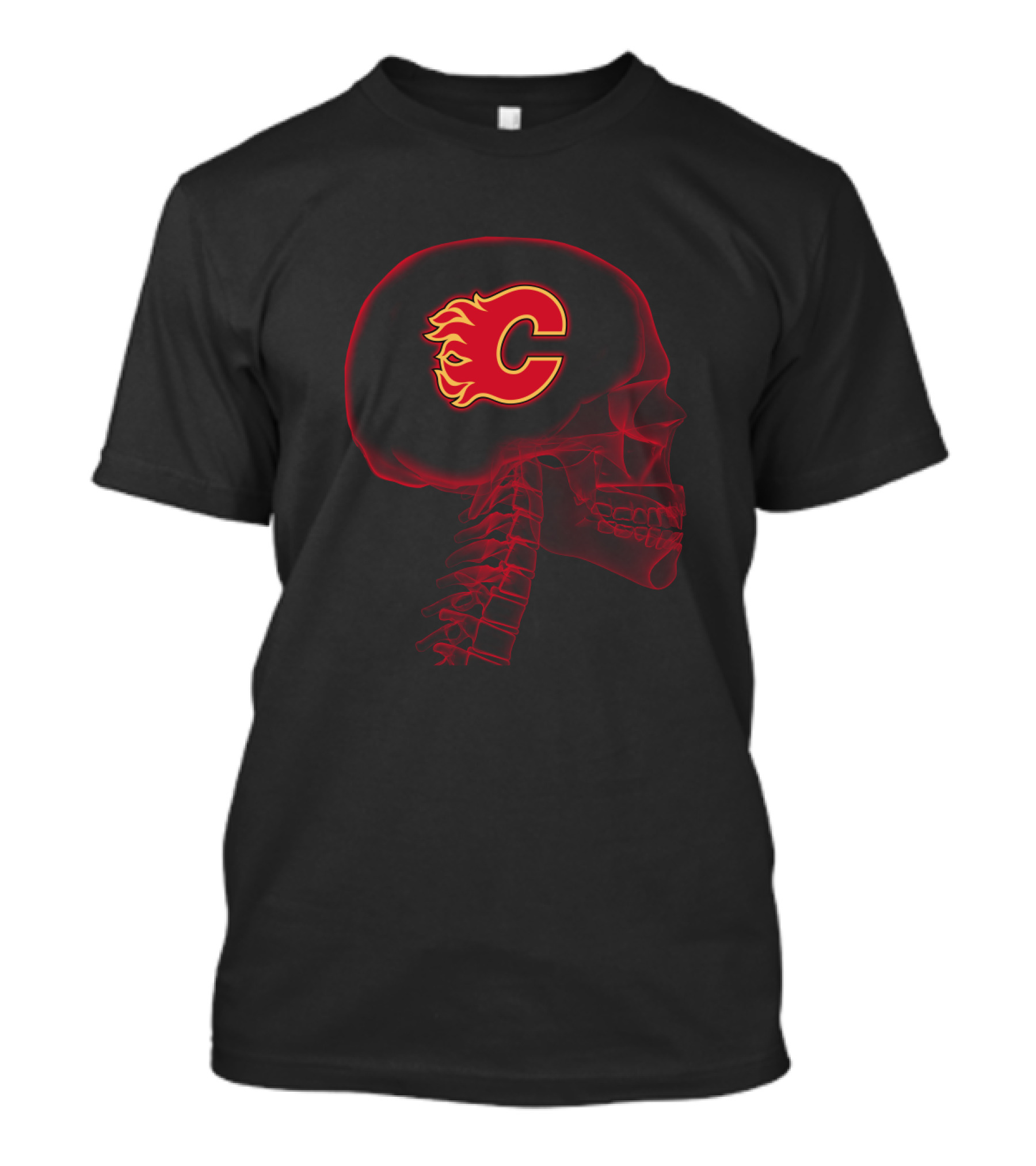 Calgary Flames Skull Brain Halloween T-Shirt