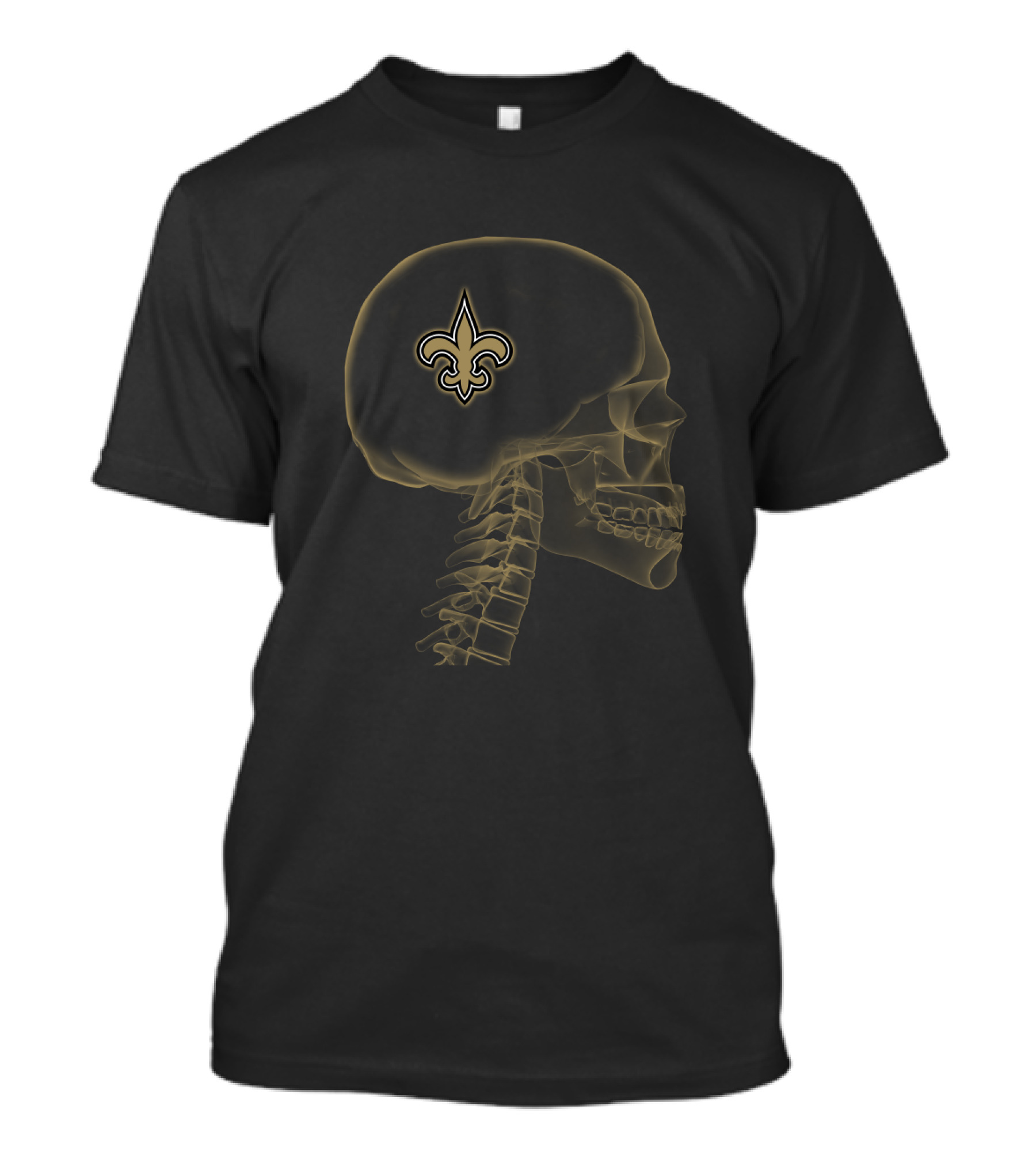 New Orleans Saints Skull Brain Halloween Fleur-De-Lis T-Shirt