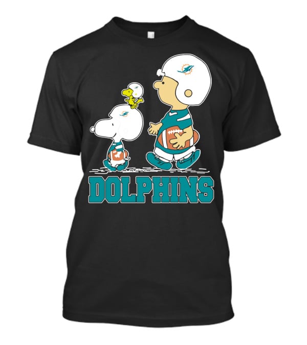 Snoopy Woodstock Miami Dolphins Football Fans Cartoon Helmets T-Shirt