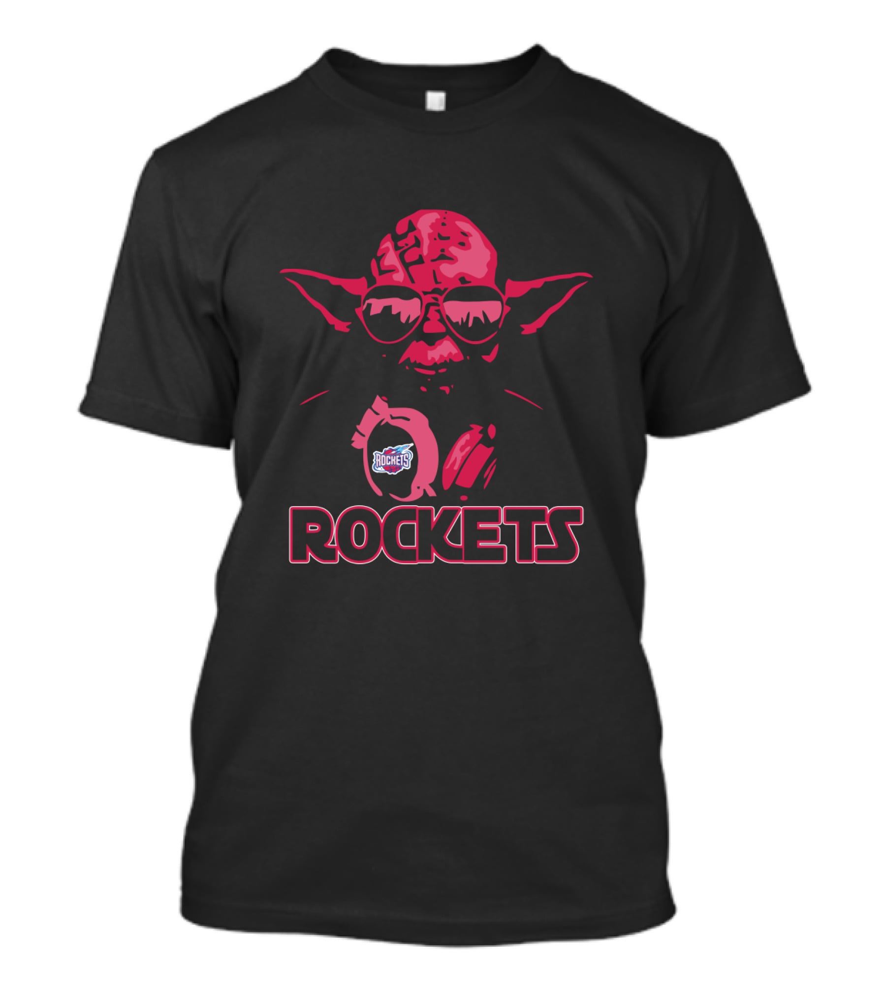 Yoda Wearing Headphones Houston Rockets Fans Star Wars Theme T-Shirt