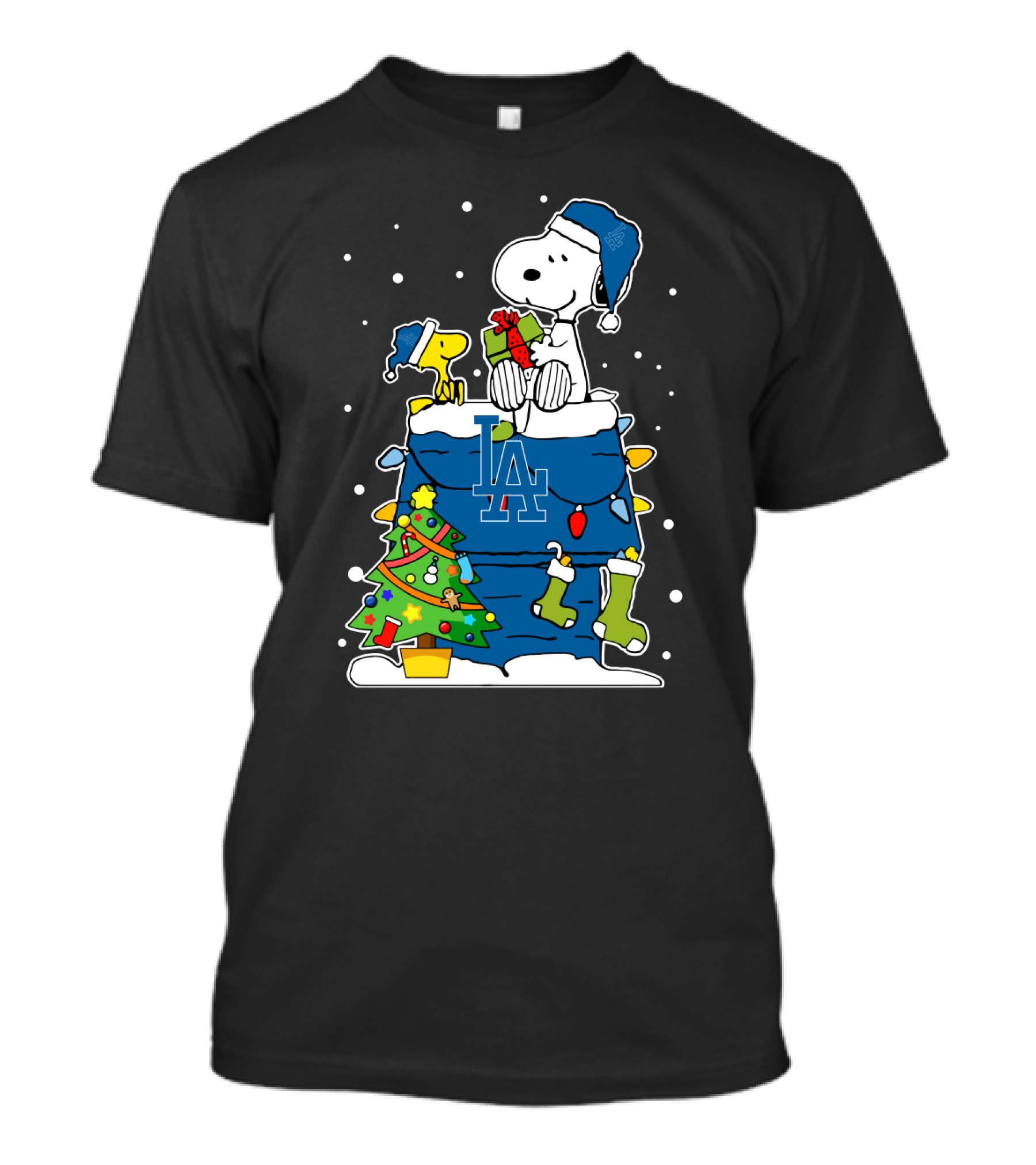 Los Angeles Dodgers Snoopy Christmas Peanuts Woodstock Holiday Winter Gift T-Shirt