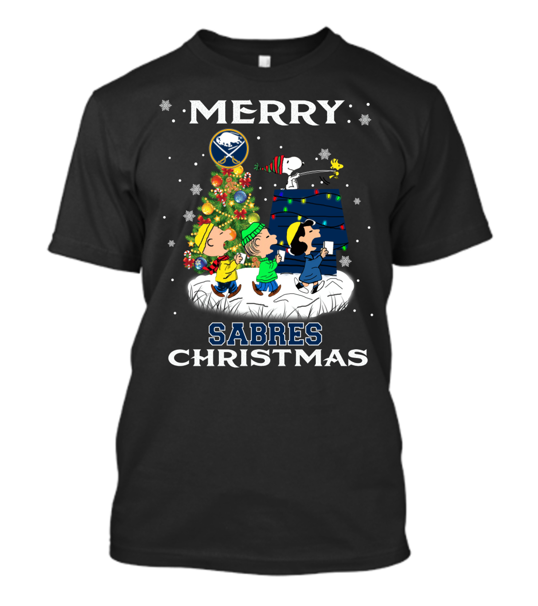 Merry Buffalo Sabres Christmas With Snoopy And Friends T-Shirt