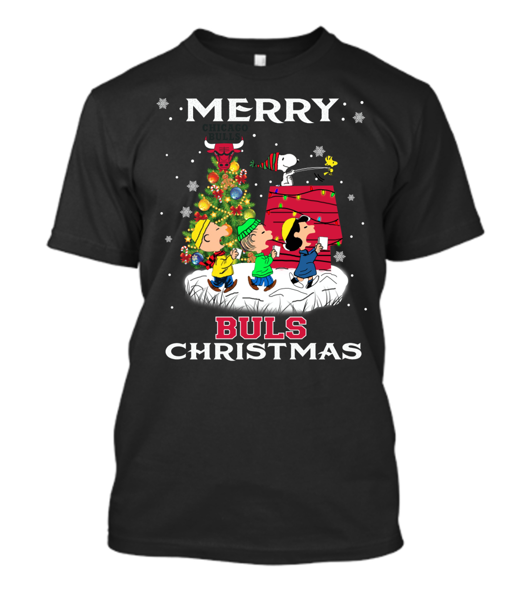 Merry Bulls Christmas With Snoopy And Friends T-Shirt