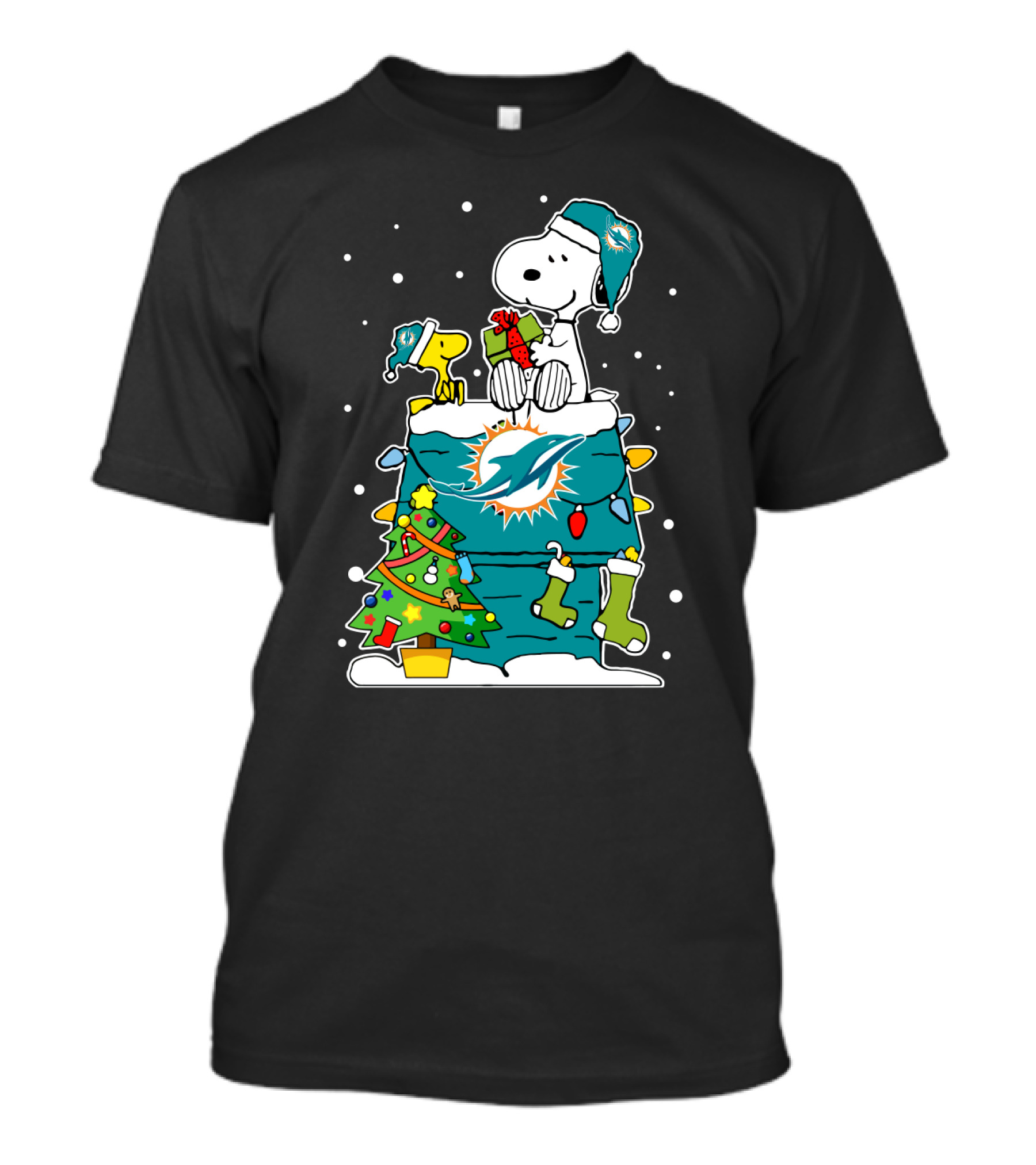 Miami Dolphins Snoopy Christmas Peanuts Fan Collection T-Shirt