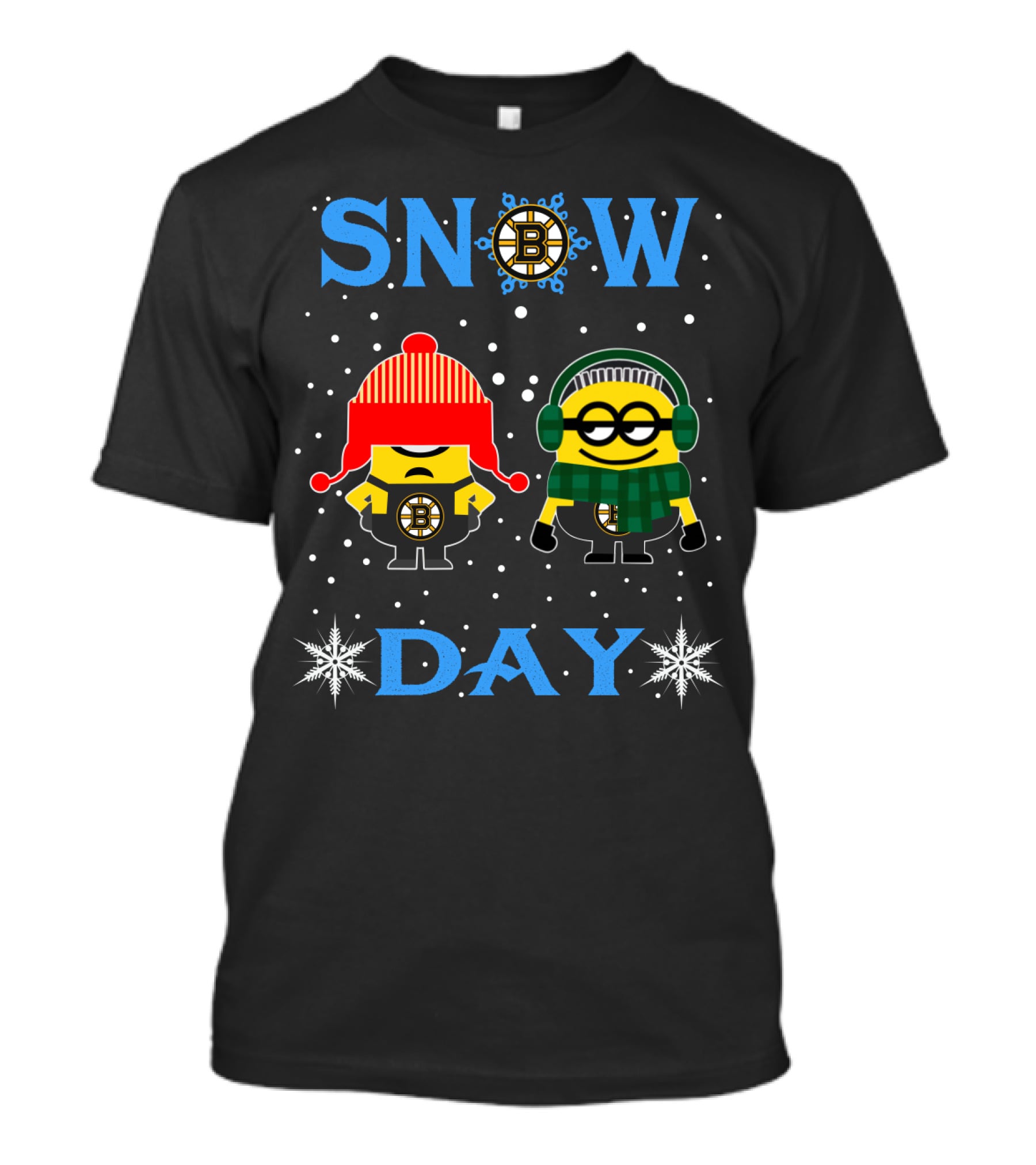Snow Day Boston Bruins Minions Fans Winter Fun T-Shirt