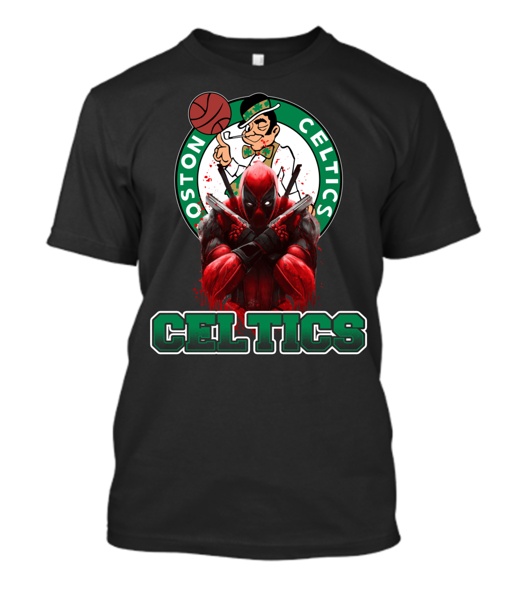 Boston Celtics Deadpool Mashup Crossover Fan T-Shirt