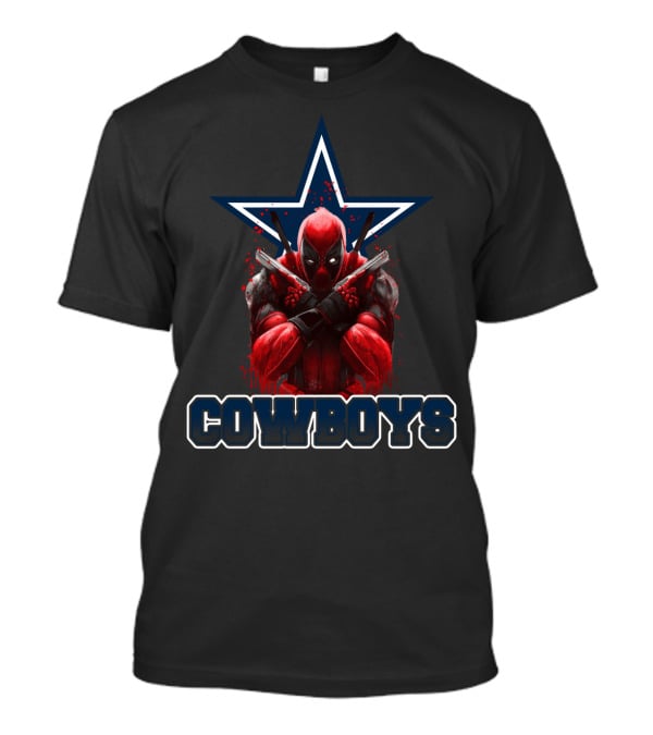 Cowboys Deadpool Crossover With Dallas Star And Bold Typography T-Shirt