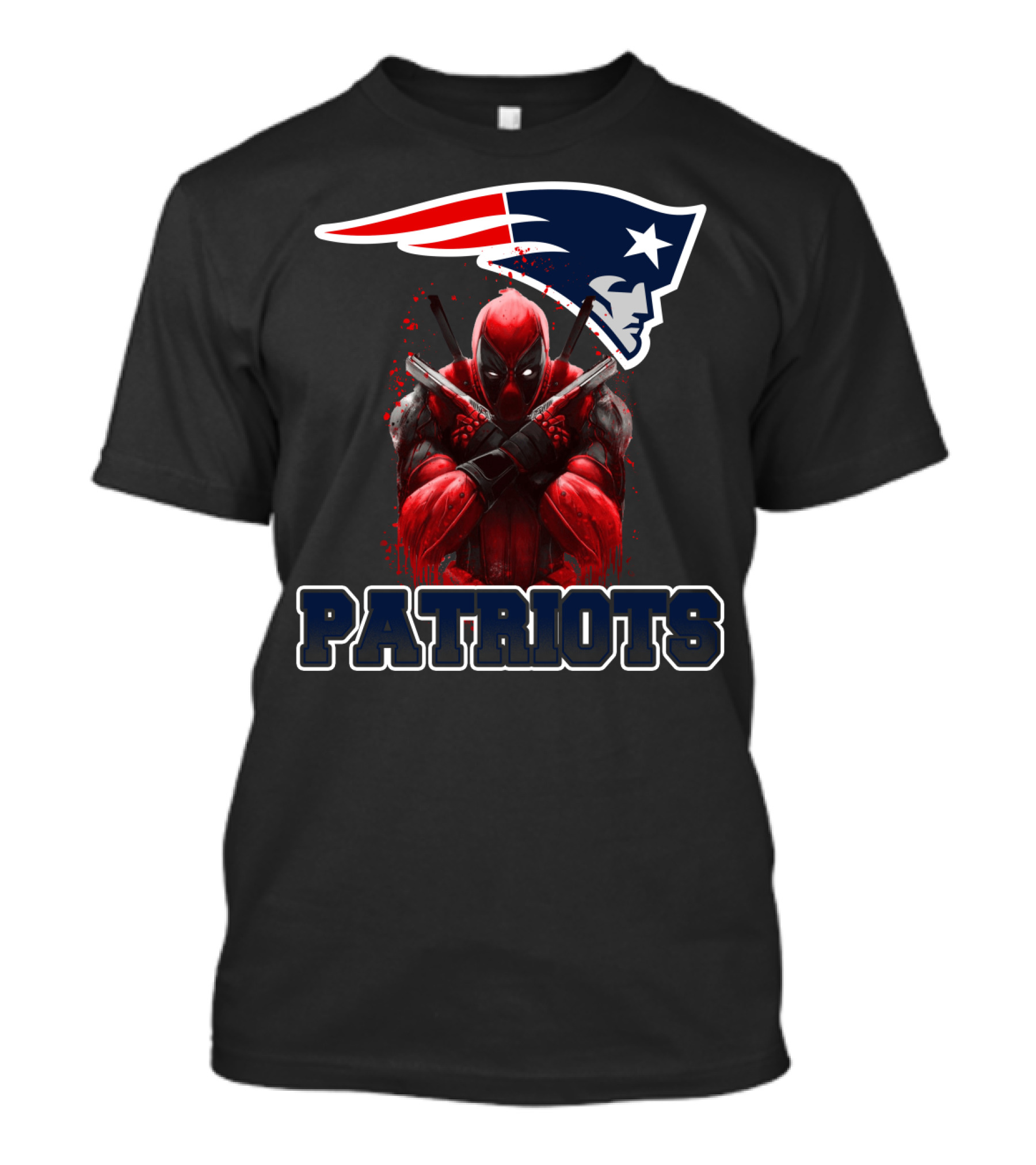 Patriots Deadpool Crossover With New England Patriots Logo Featuring Marvel Character T-Shirt
