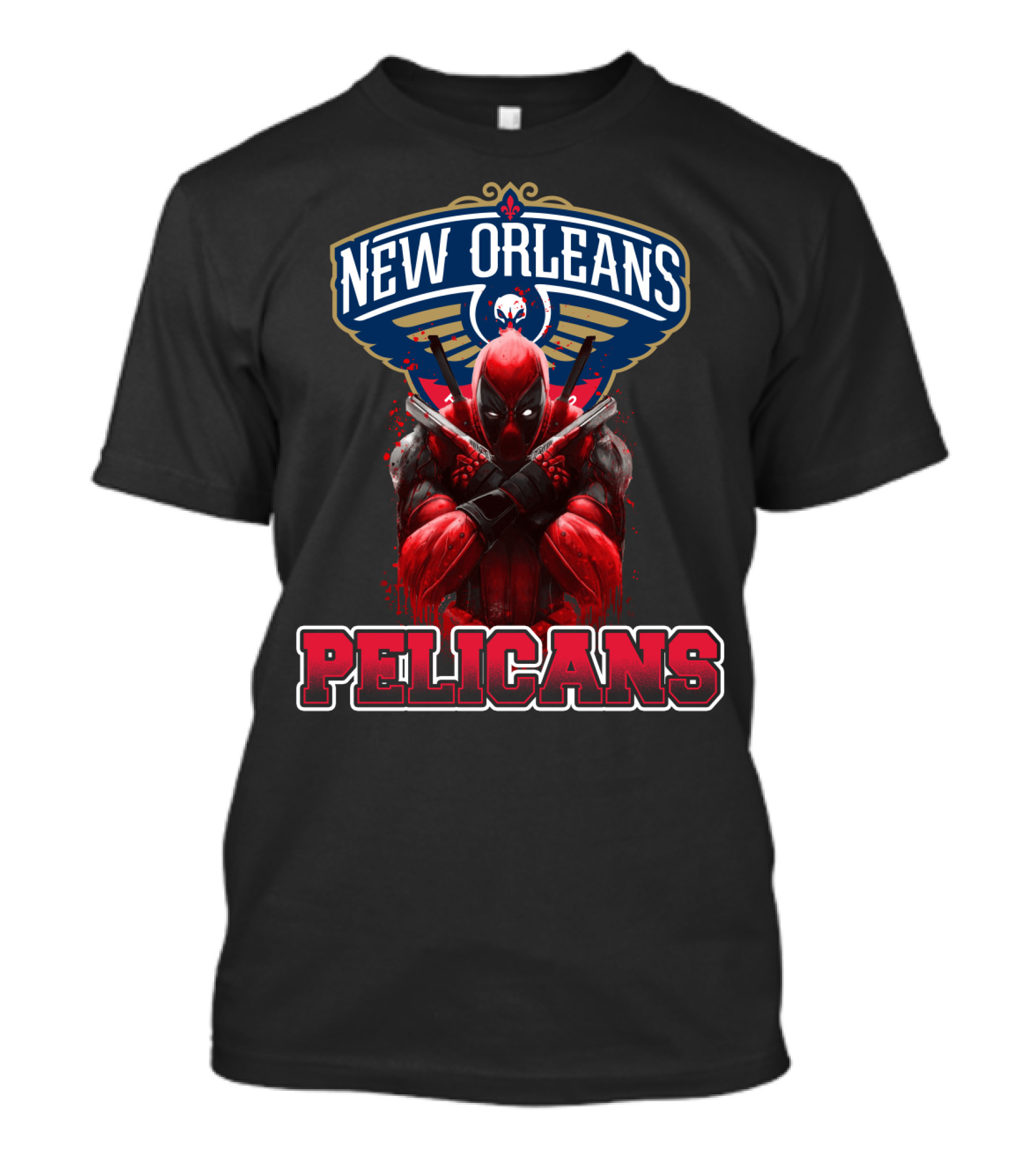New Orleans Pelicans Deadpool Crossover Fans NBA Marvel Collaboration T-Shirt