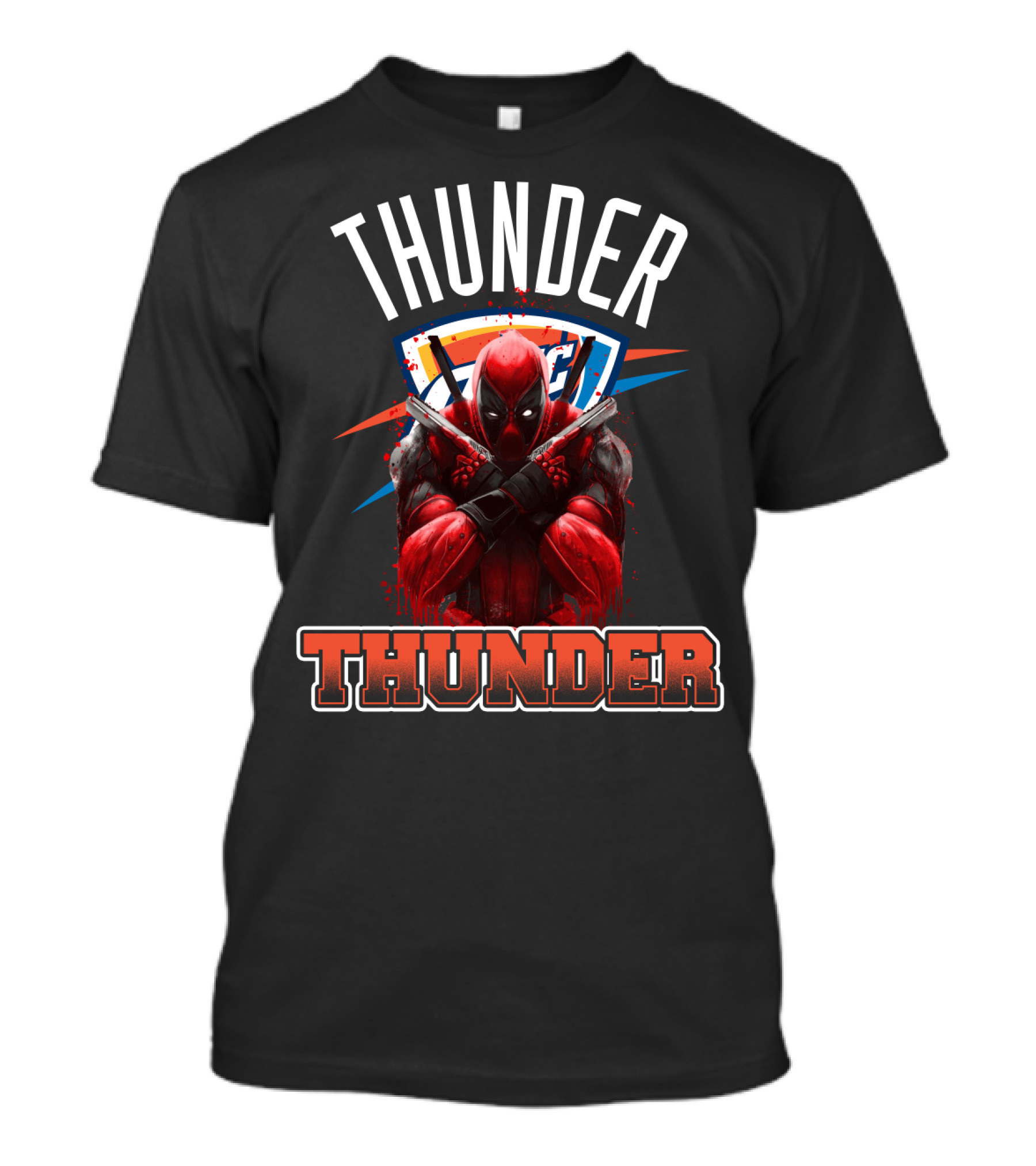 Thunder Crossover With Iconic Marvel Character On Oklahoma City Background T-Shirt