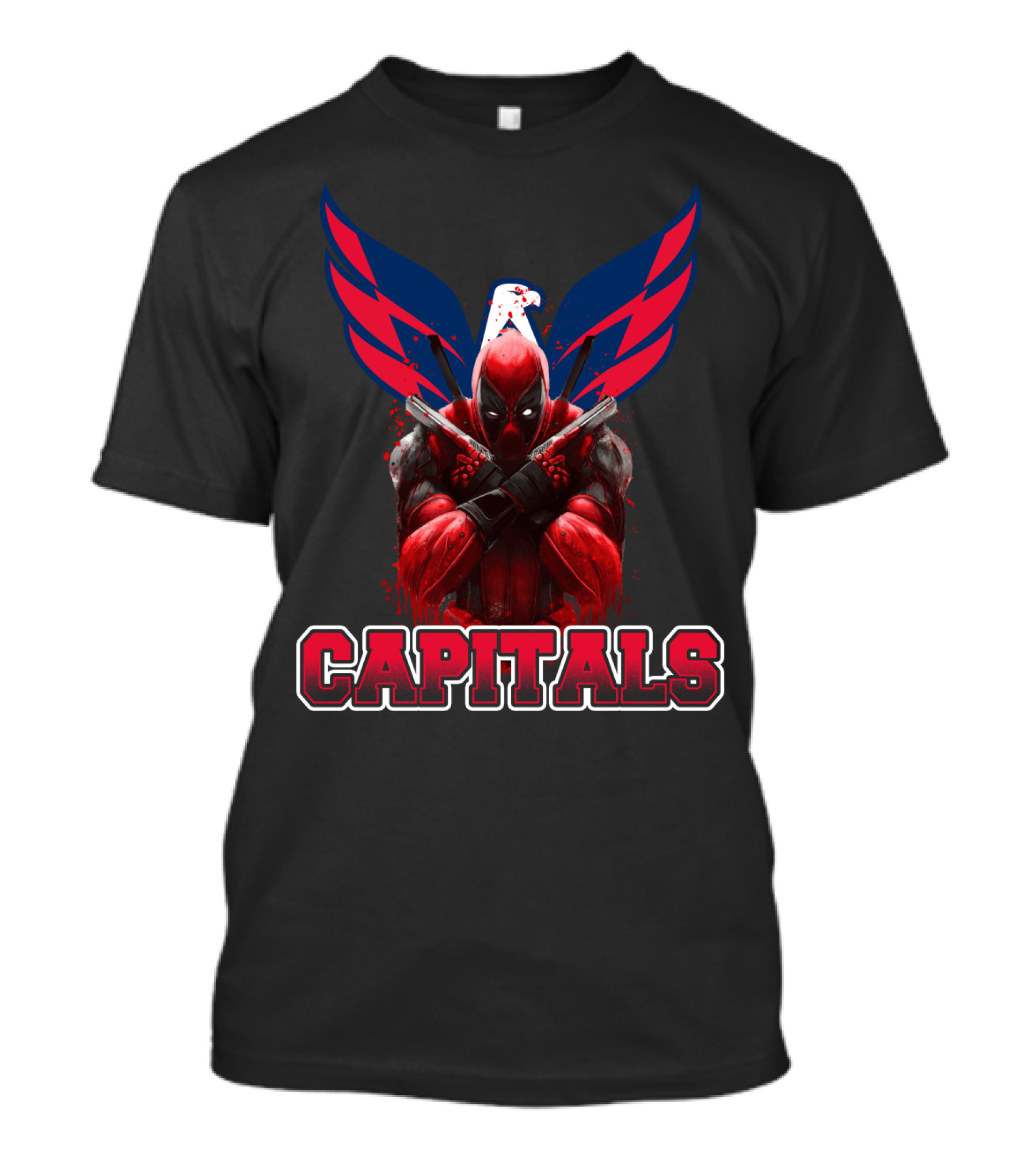 Washington Capitals Deadpool Collaboration Featuring Comic Character Crossover T-Shirt