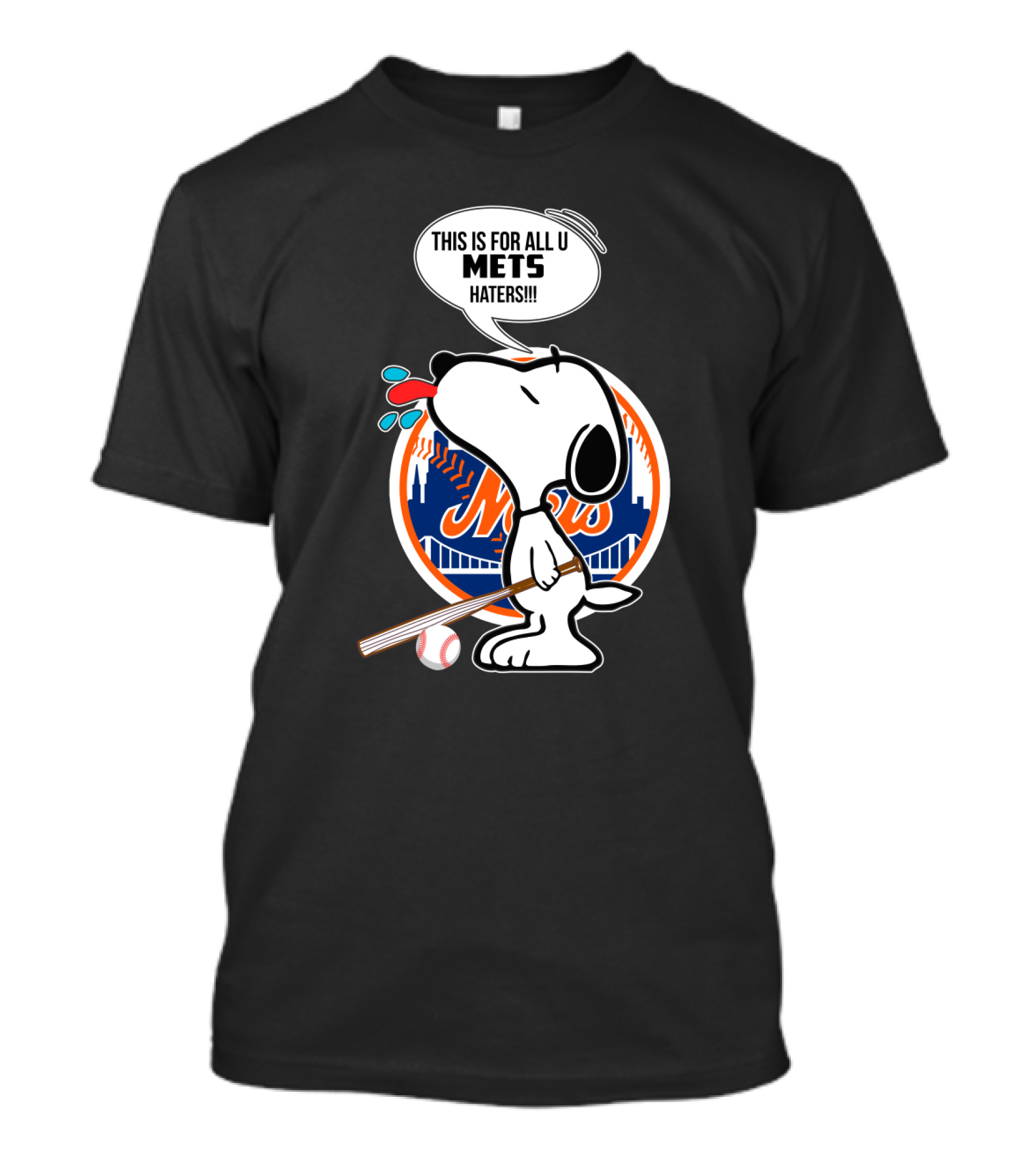 Snoopy New York Mets Fans Baseball Graphic - Mets Haters Speech Bubble T-Shirt