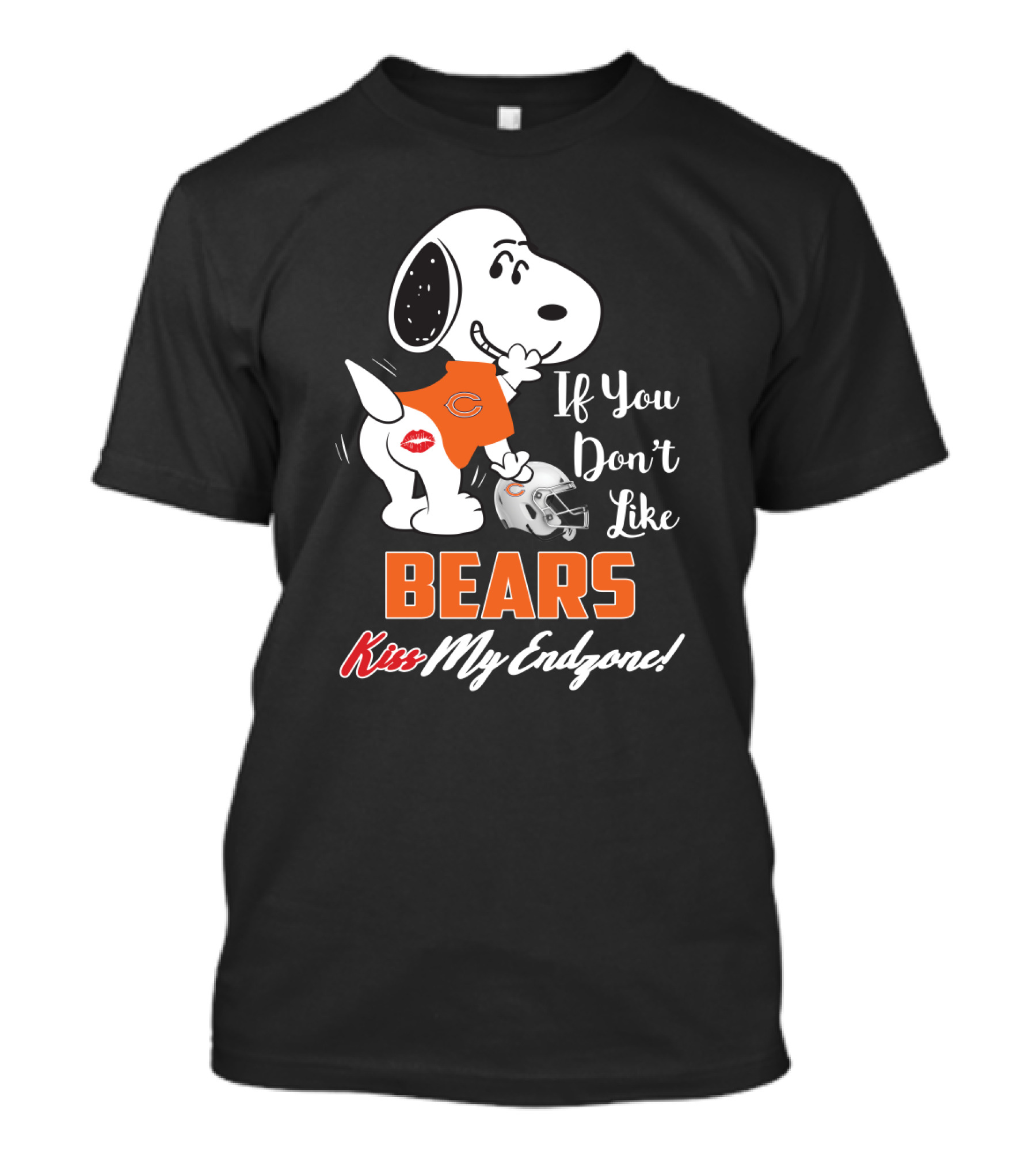 If You Don't Like Bears Kiss My Endzone Snoopy And Chicago Bears Fans T-Shirt