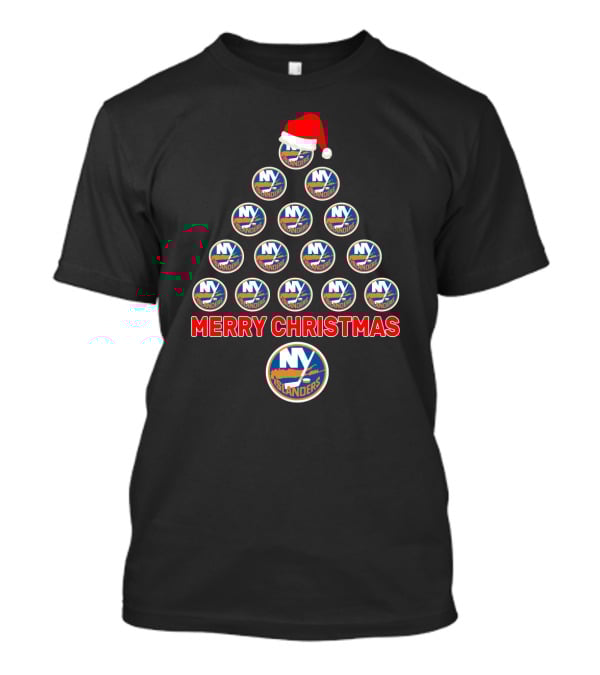 Merry Christmas New York Islanders Hockey Logos Christmas Tree T-Shirt