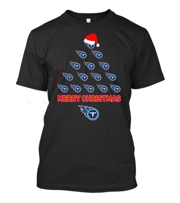 Merry Christmas Tennessee Titans Santa Hat Tree T-Shirt
